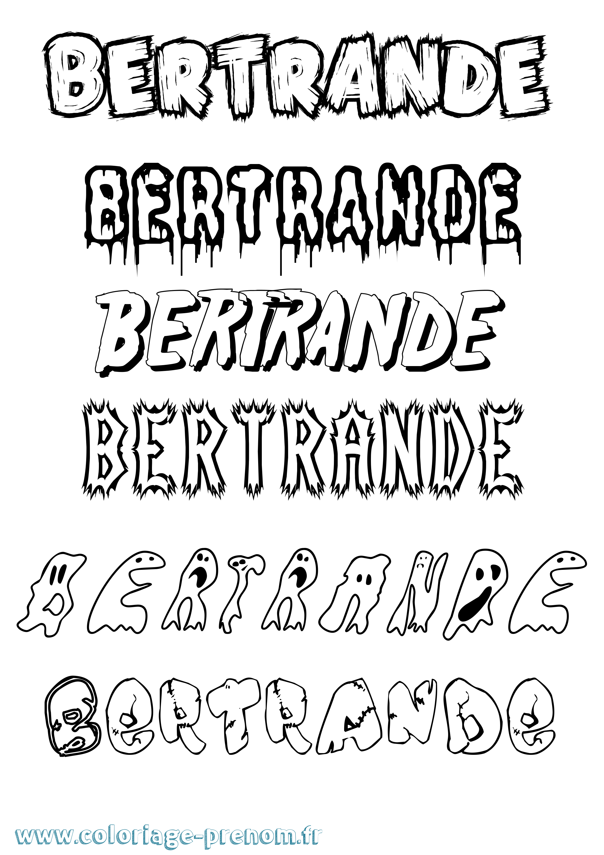 Coloriage Bertrande Frisson Coloriage prénom Bertrande Frisson