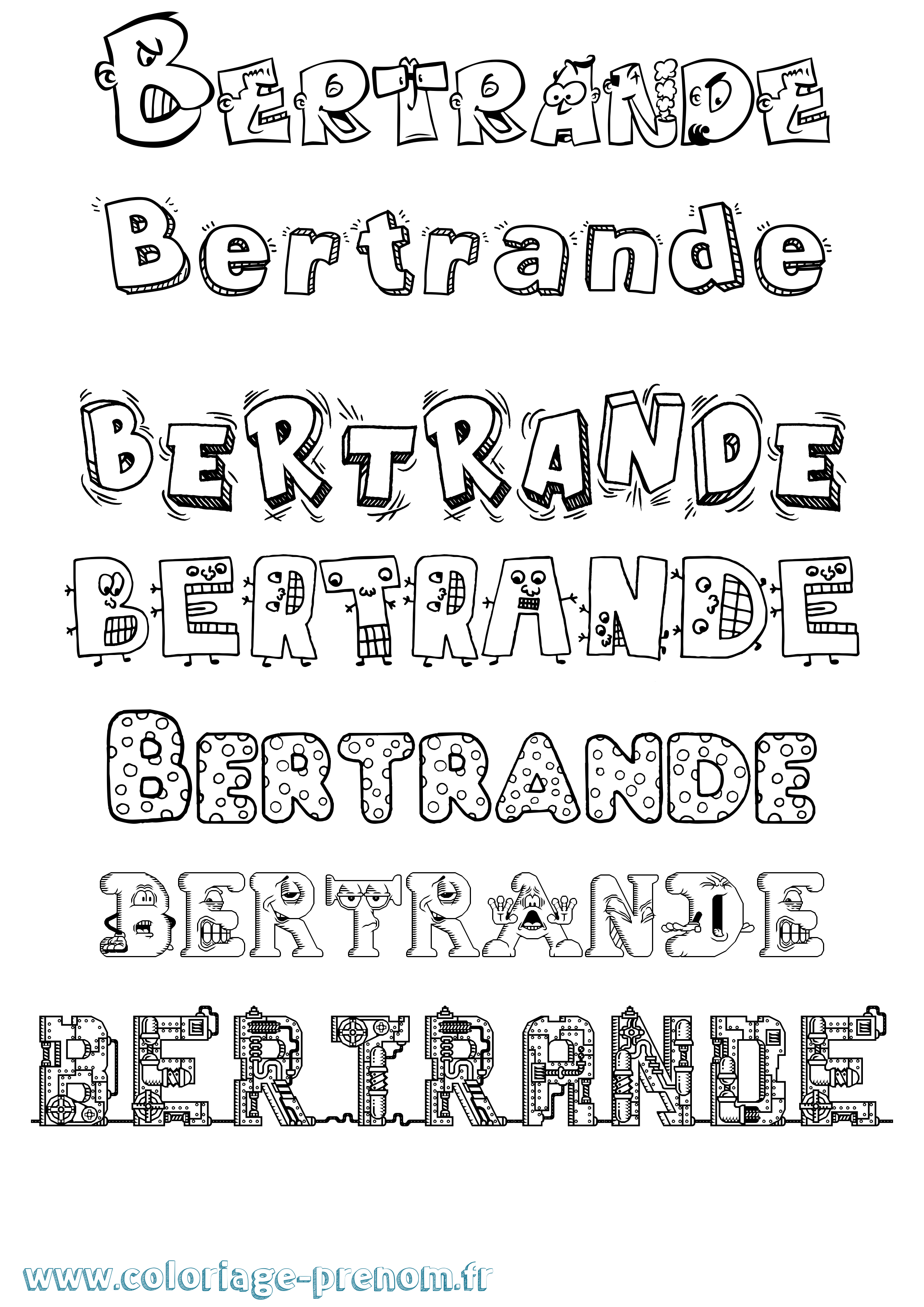 Coloriage Bertrande Fun Coloriage prénom Bertrande Fun
