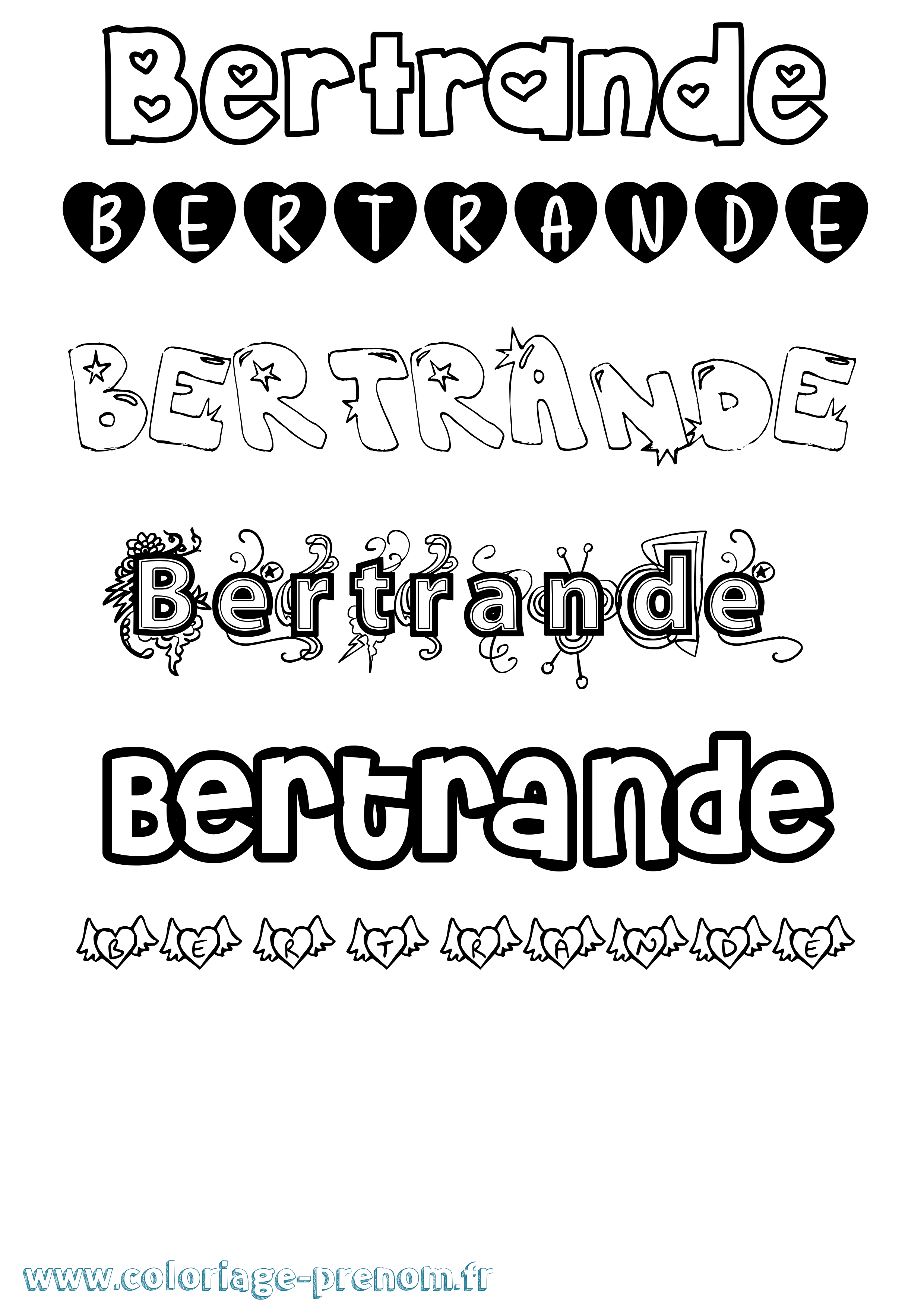 Coloriage Bertrande Girly Coloriage prénom Bertrande Girly