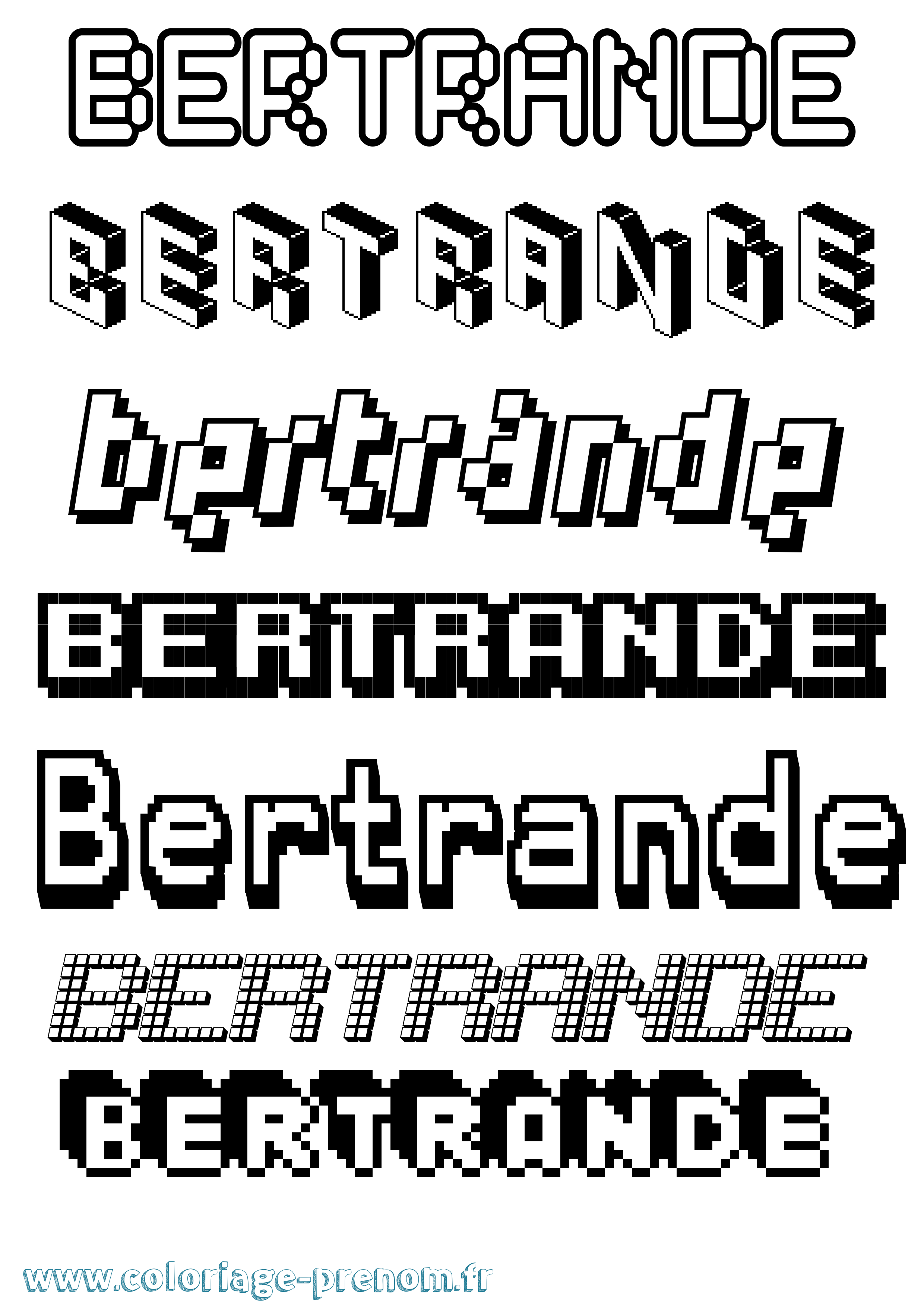 Coloriage Bertrande Pixel Coloriage prénom Bertrande Pixel