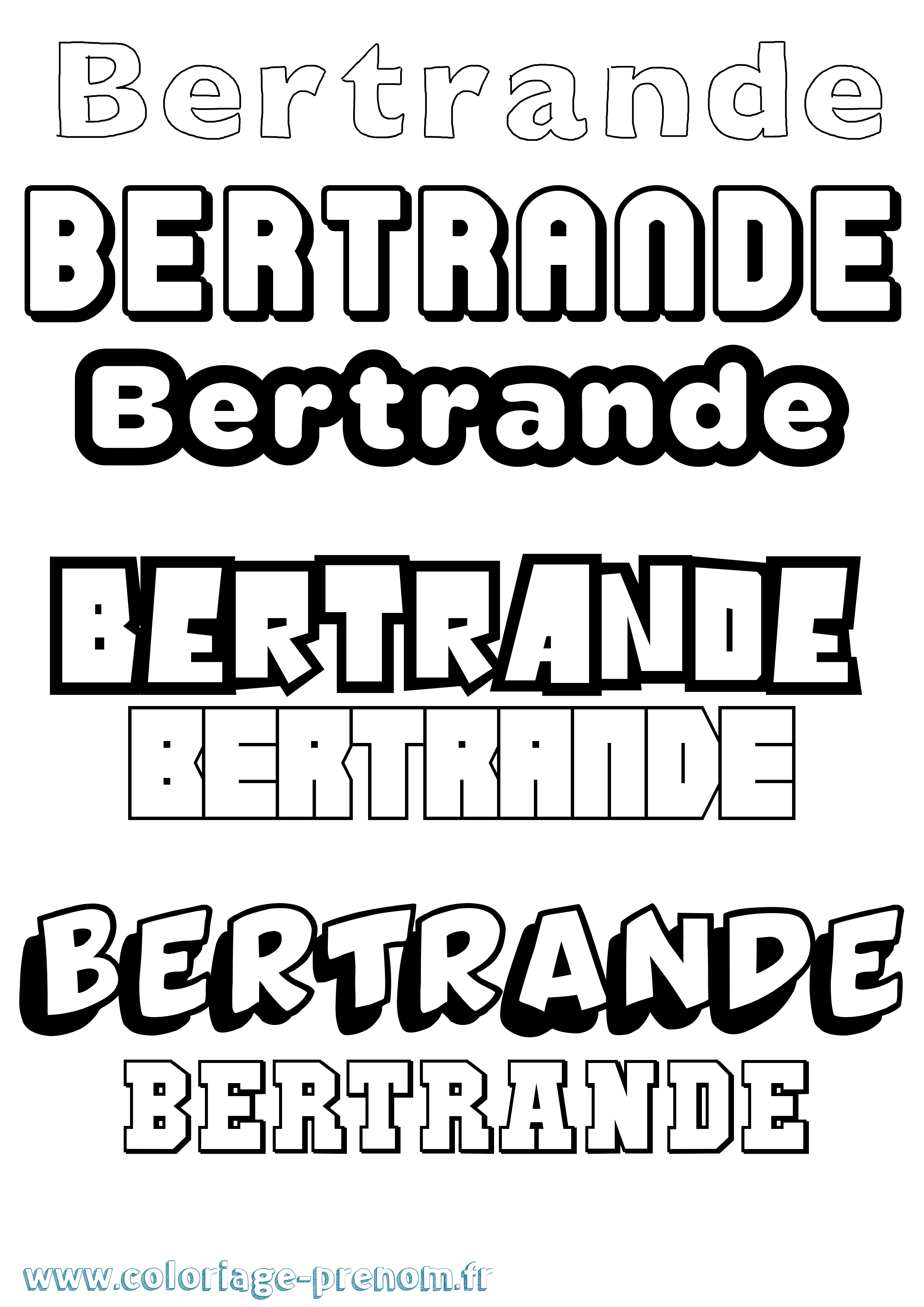 Coloriage Bertrande Simple Coloriage prénom Bertrande Simple