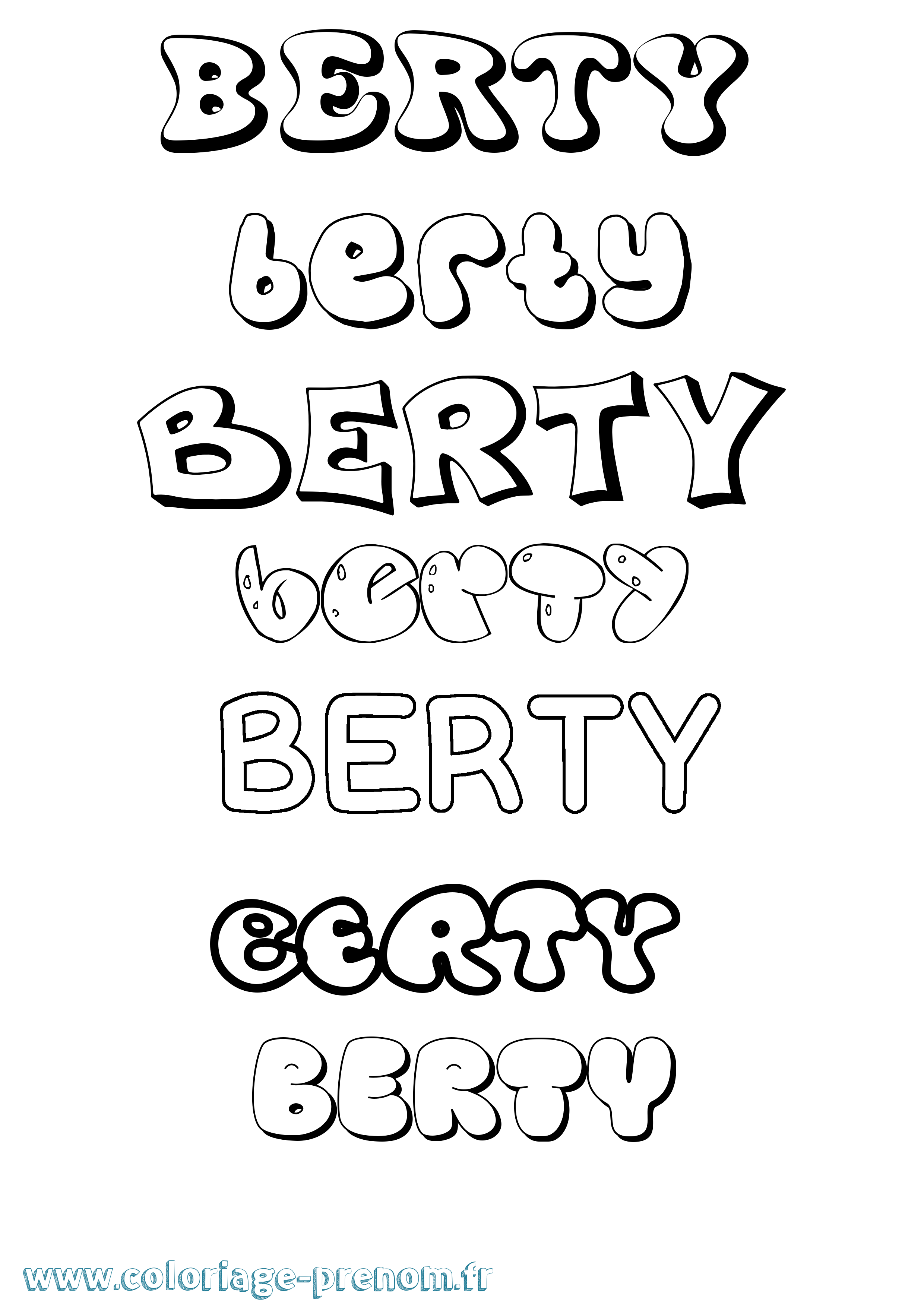 Coloriage Berty Bubble Coloriage prénom Berty Bubble
