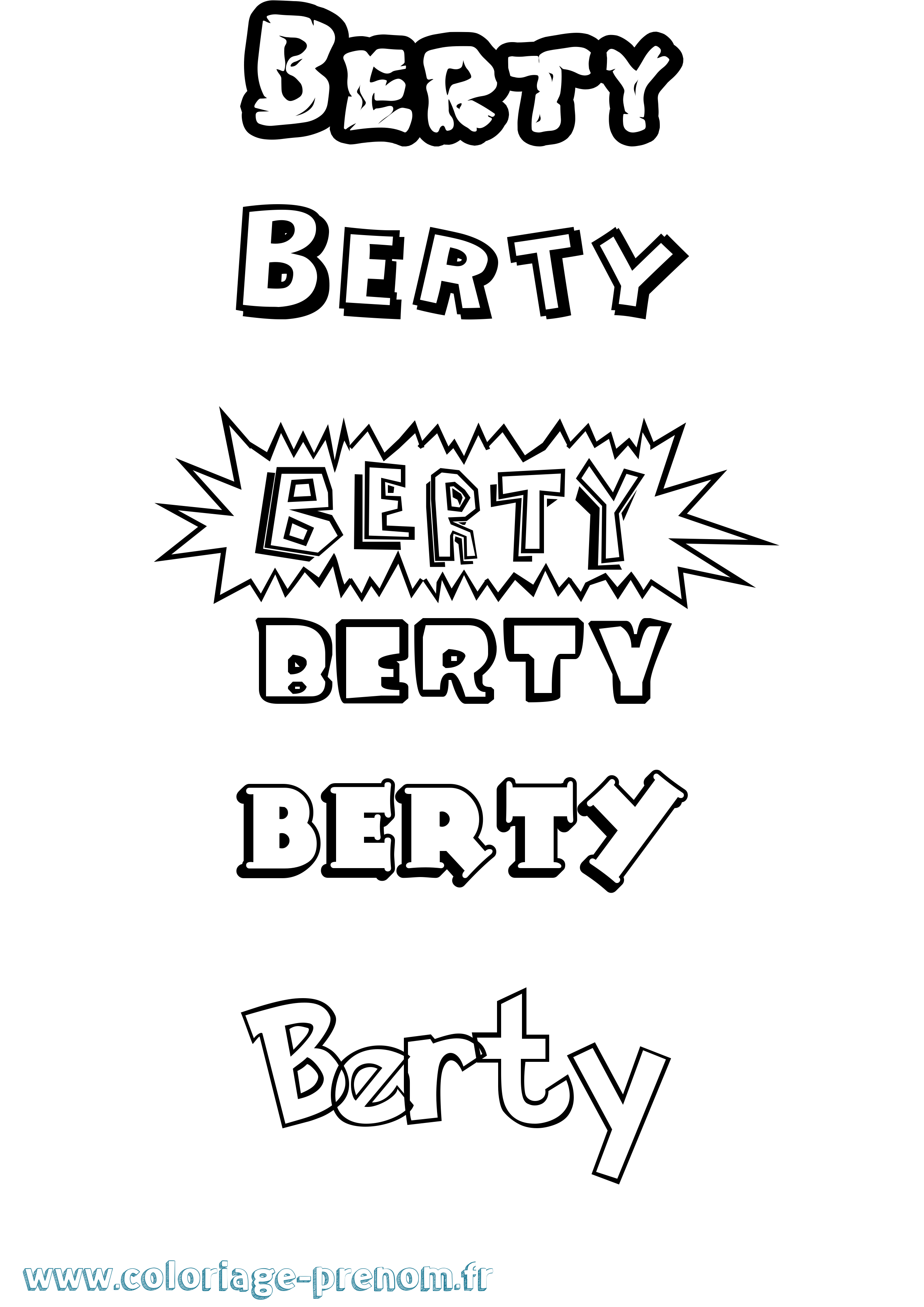 Coloriage Berty Dessin Animé Coloriage prénom Berty Dessin Animé