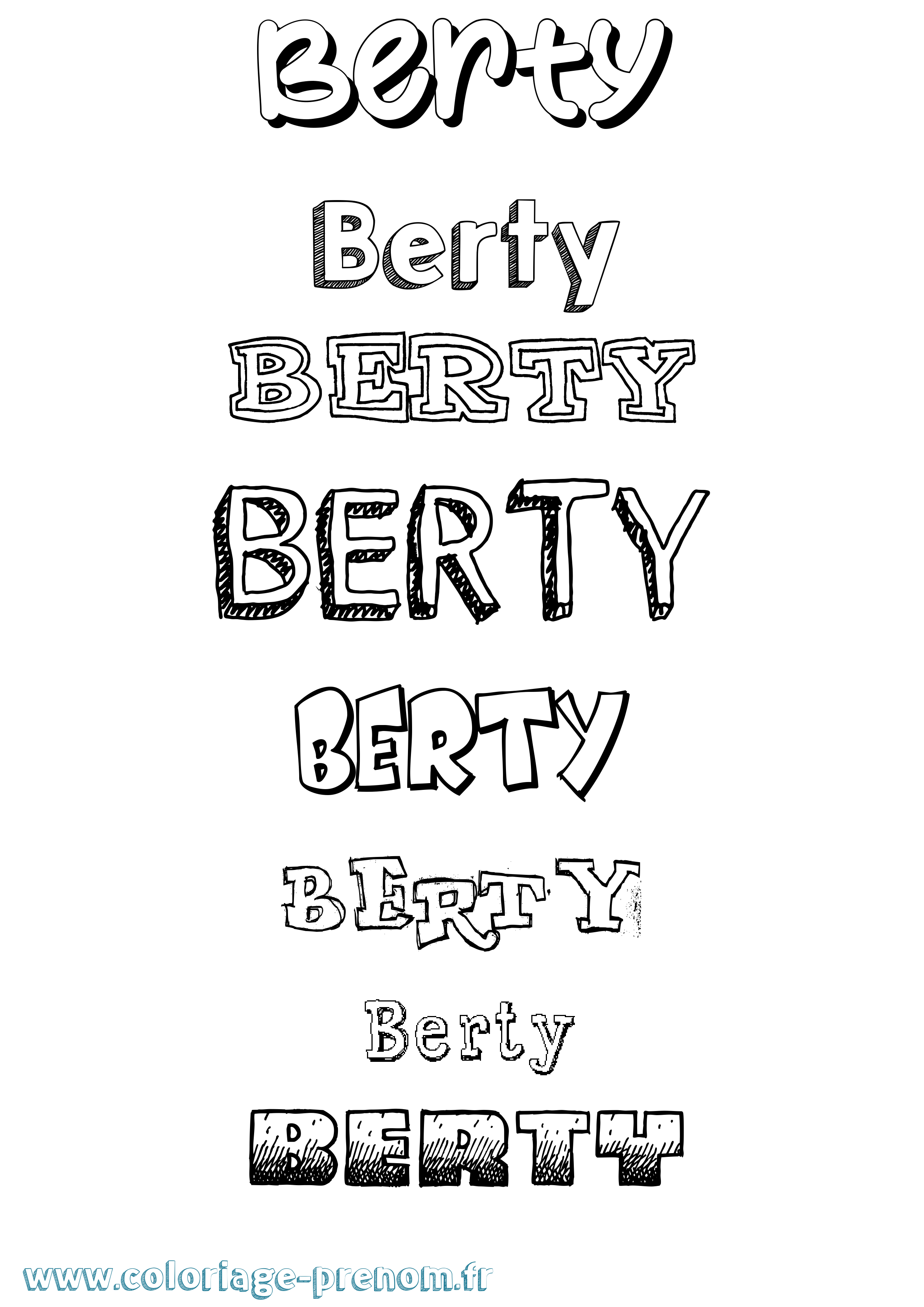 Coloriage Berty Dessiné Coloriage prénom Berty Dessiné