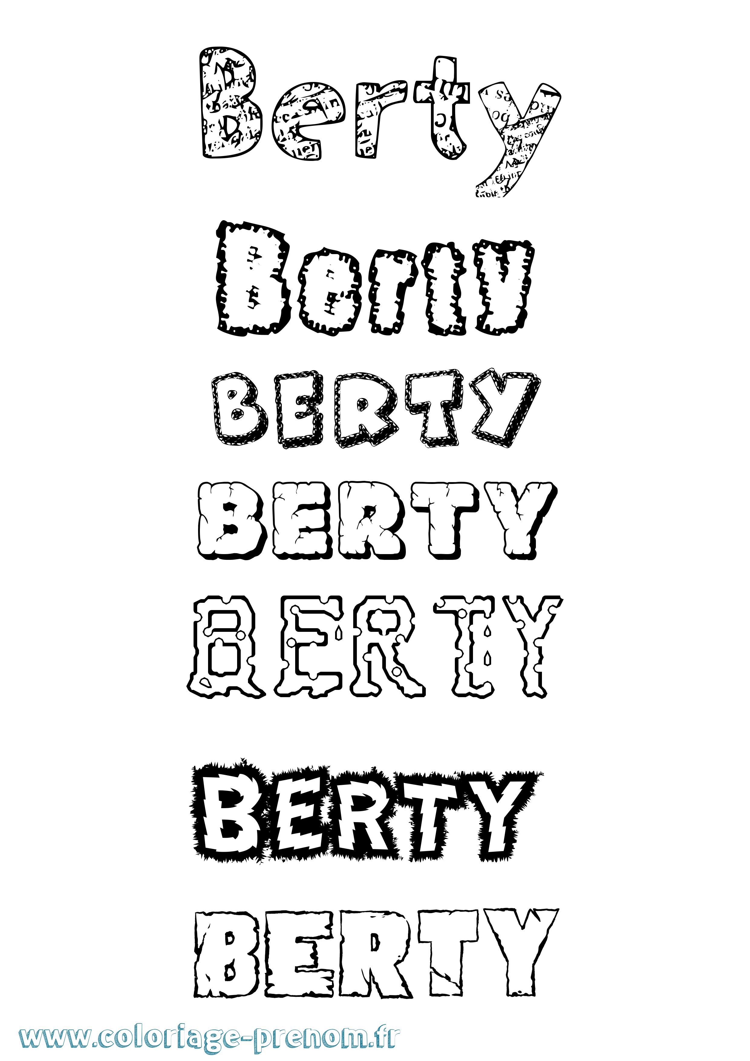 Coloriage Berty Destructuré Coloriage prénom Berty Destructuré