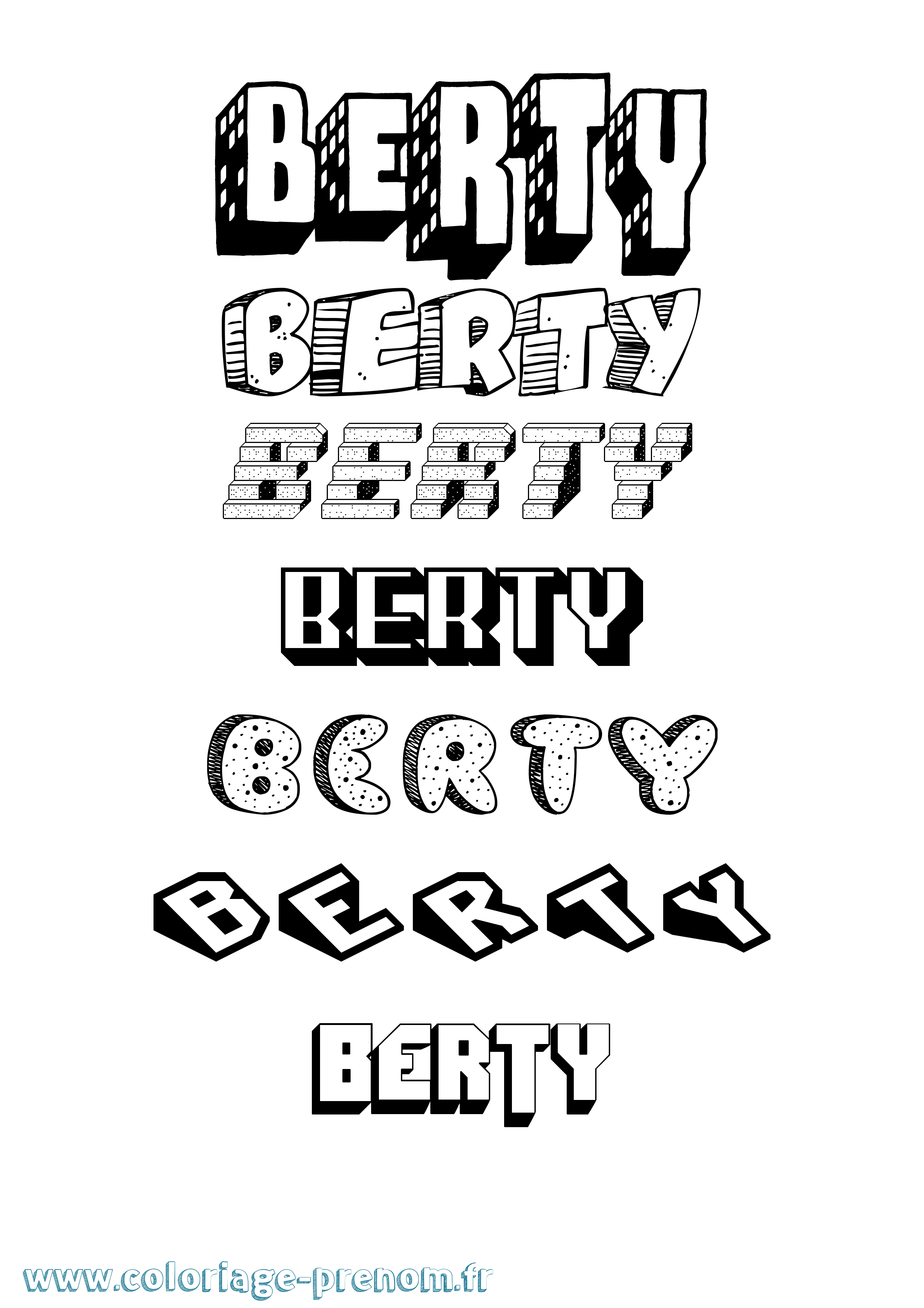 Coloriage Berty Effet 3D Coloriage prénom Berty Effet 3D
