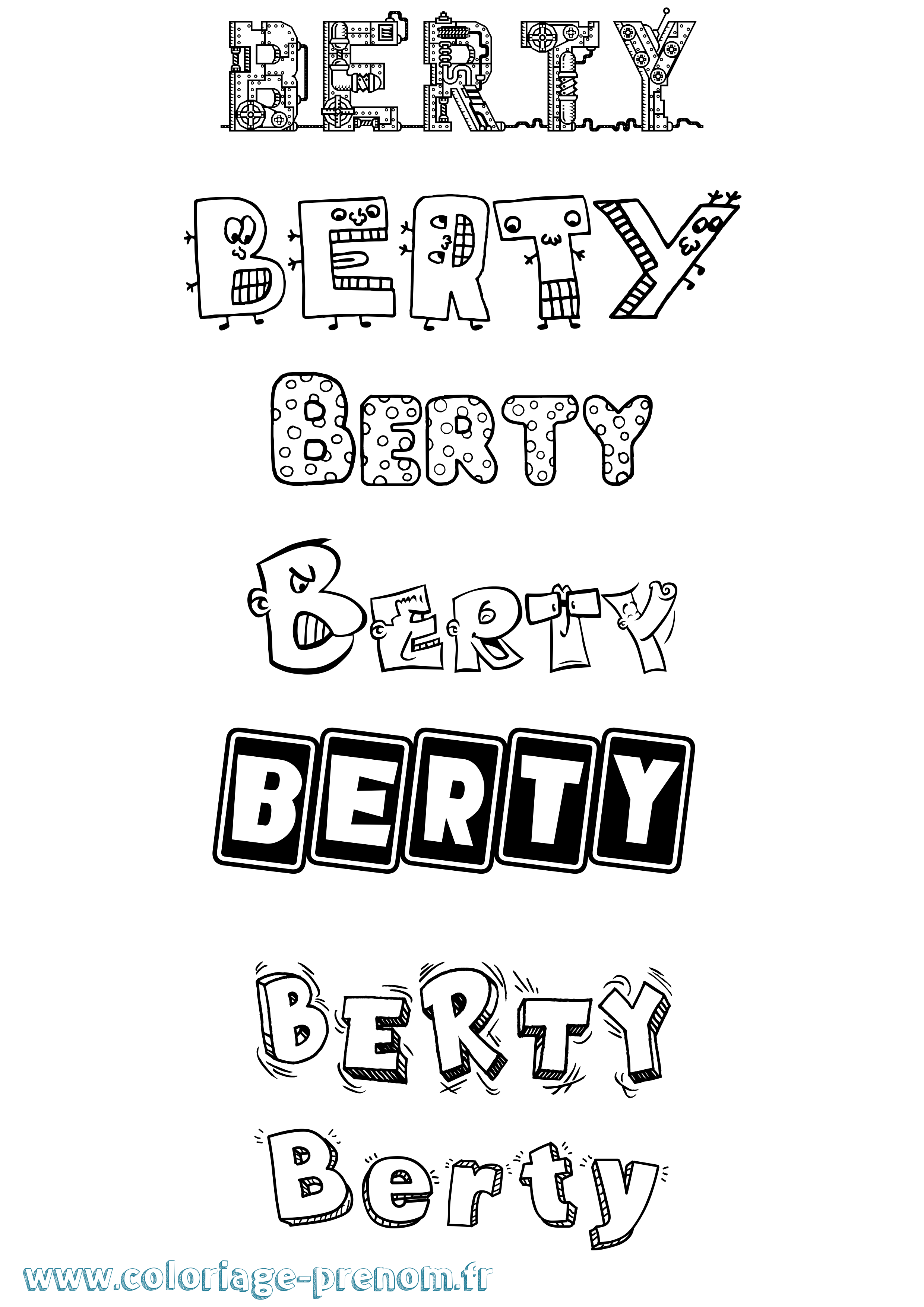 Coloriage Berty Fun Coloriage prénom Berty Fun