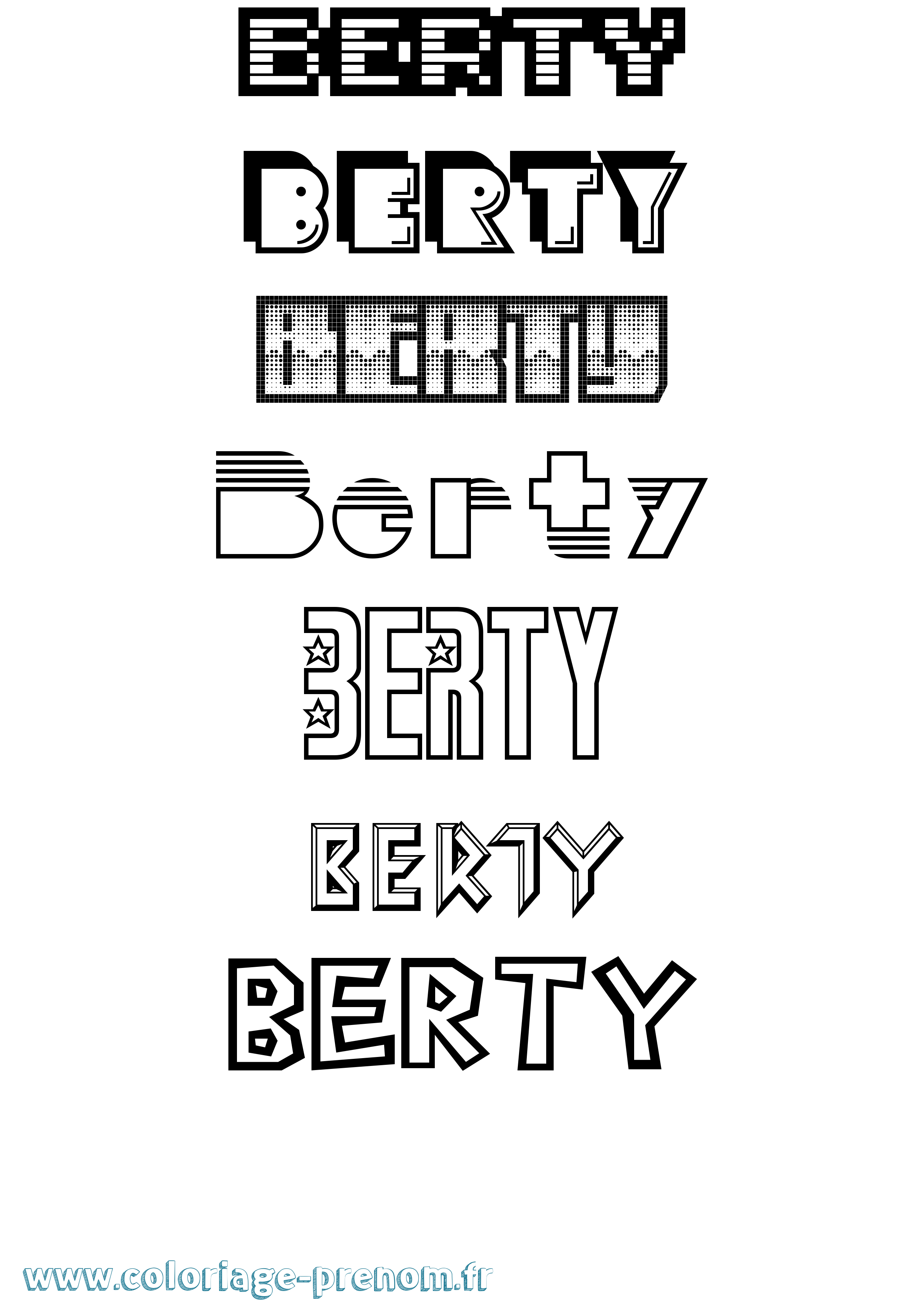 Coloriage Berty Jeux Vidéos Coloriage prénom Berty Jeux Vidéos