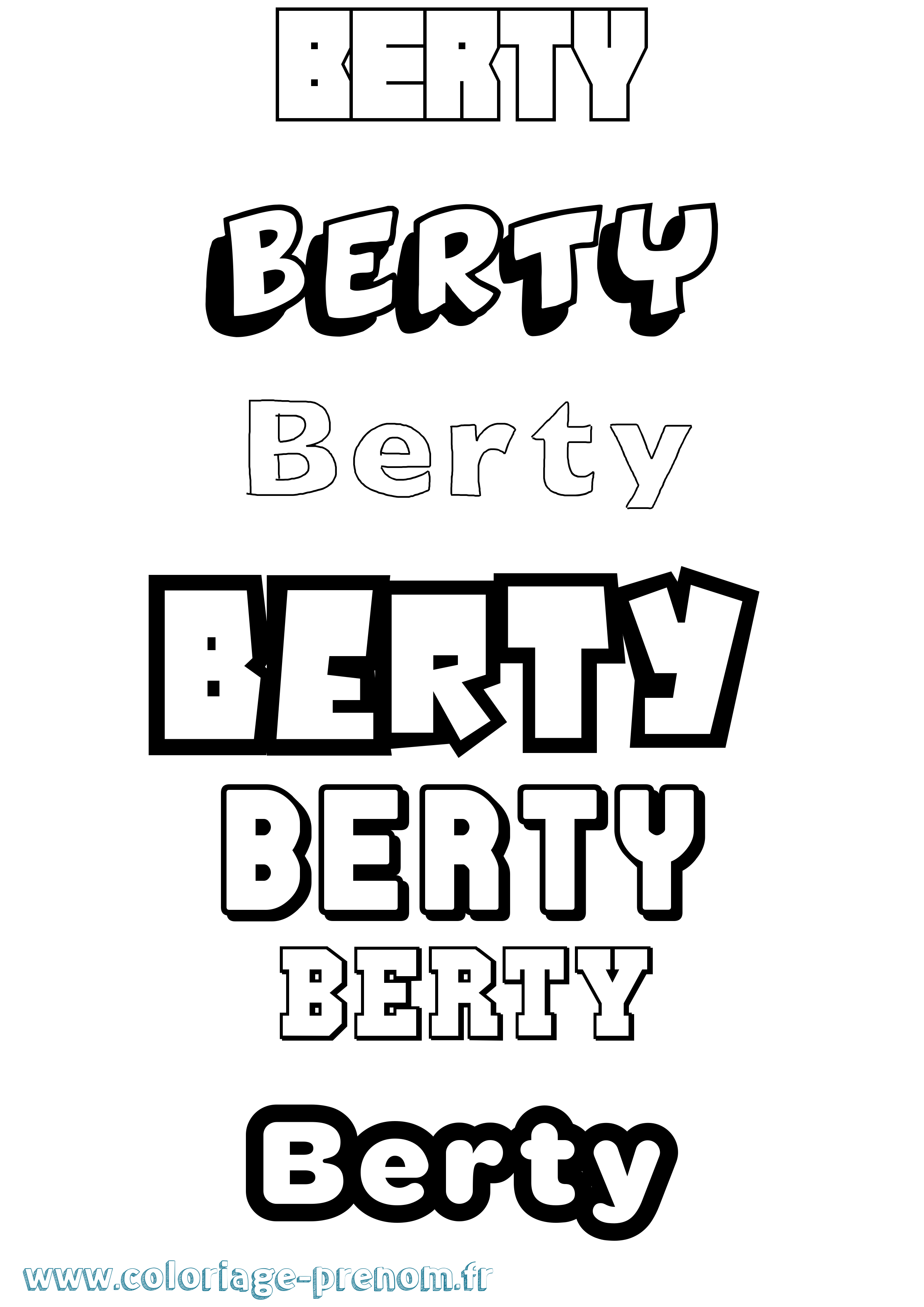 Coloriage Berty Simple Coloriage prénom Berty Simple