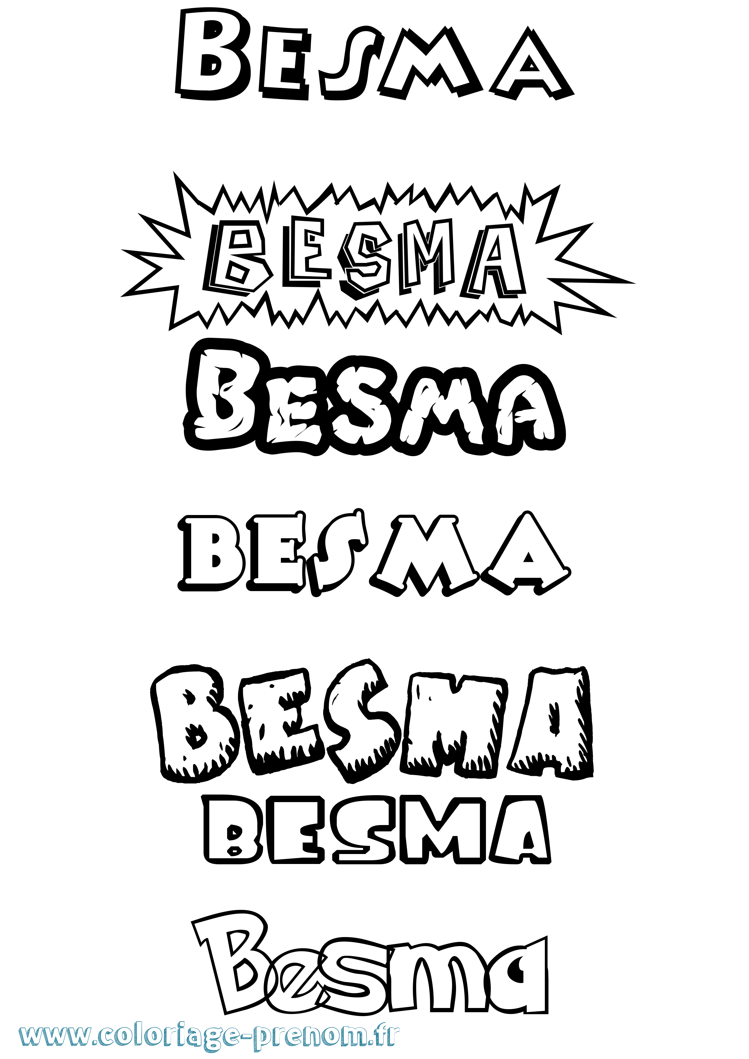 Coloriage Besma Dessin Animé Coloriage prénom Besma Dessin Animé