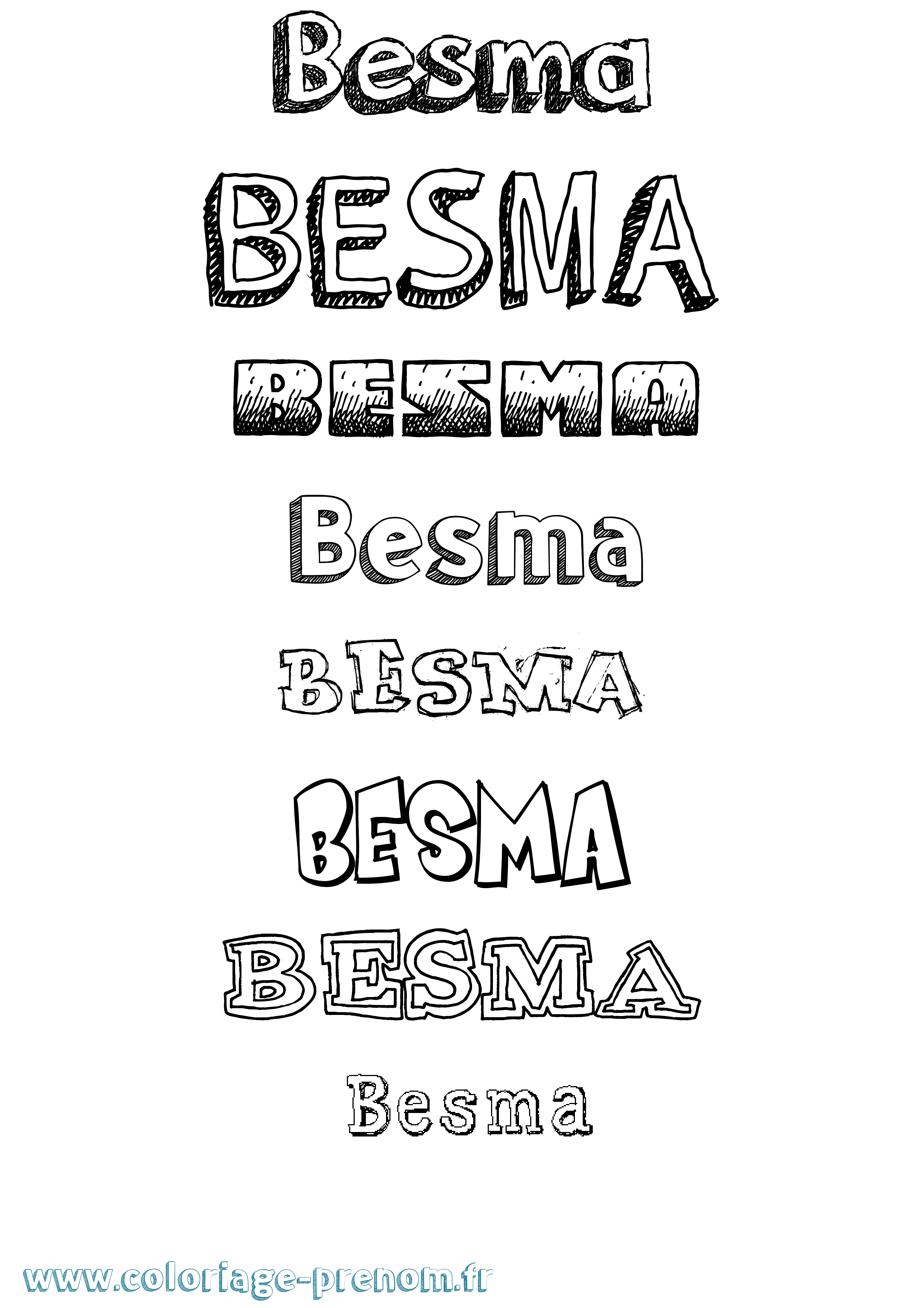 Coloriage Besma Dessiné Coloriage prénom Besma Dessiné
