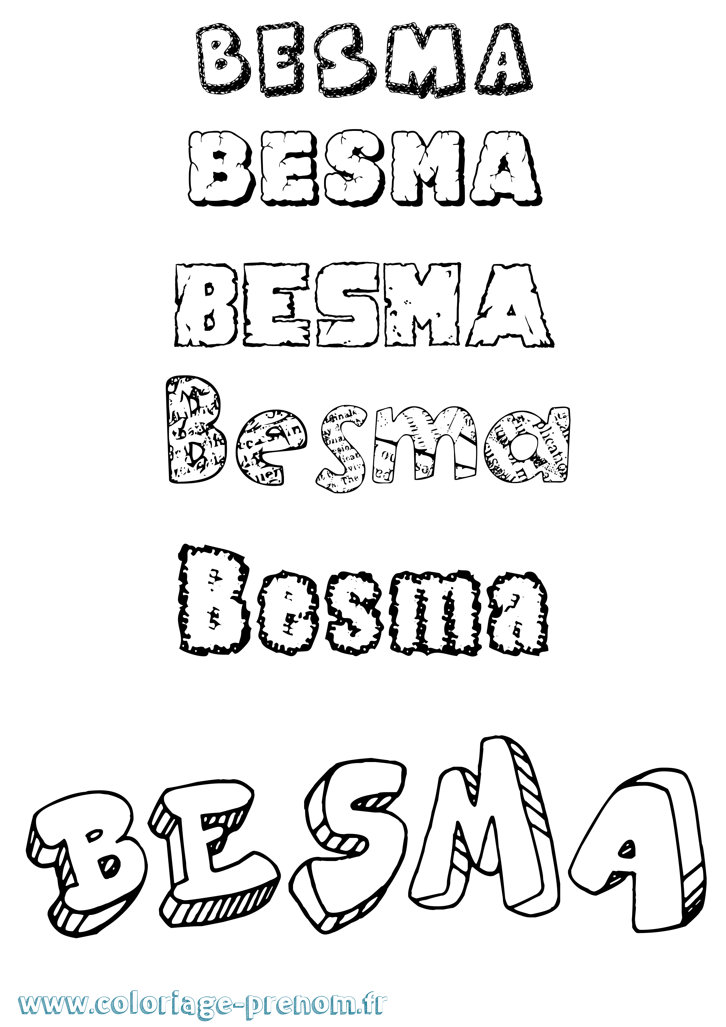 Coloriage Besma Destructuré Coloriage prénom Besma Destructuré