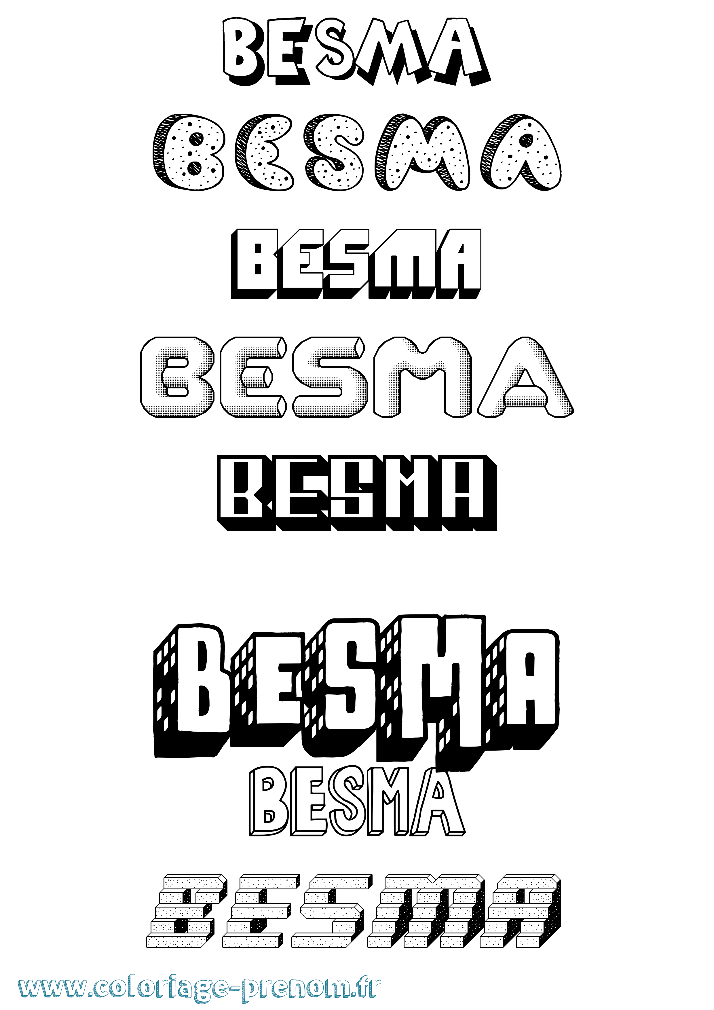 Coloriage Besma Effet 3D Coloriage prénom Besma Effet 3D