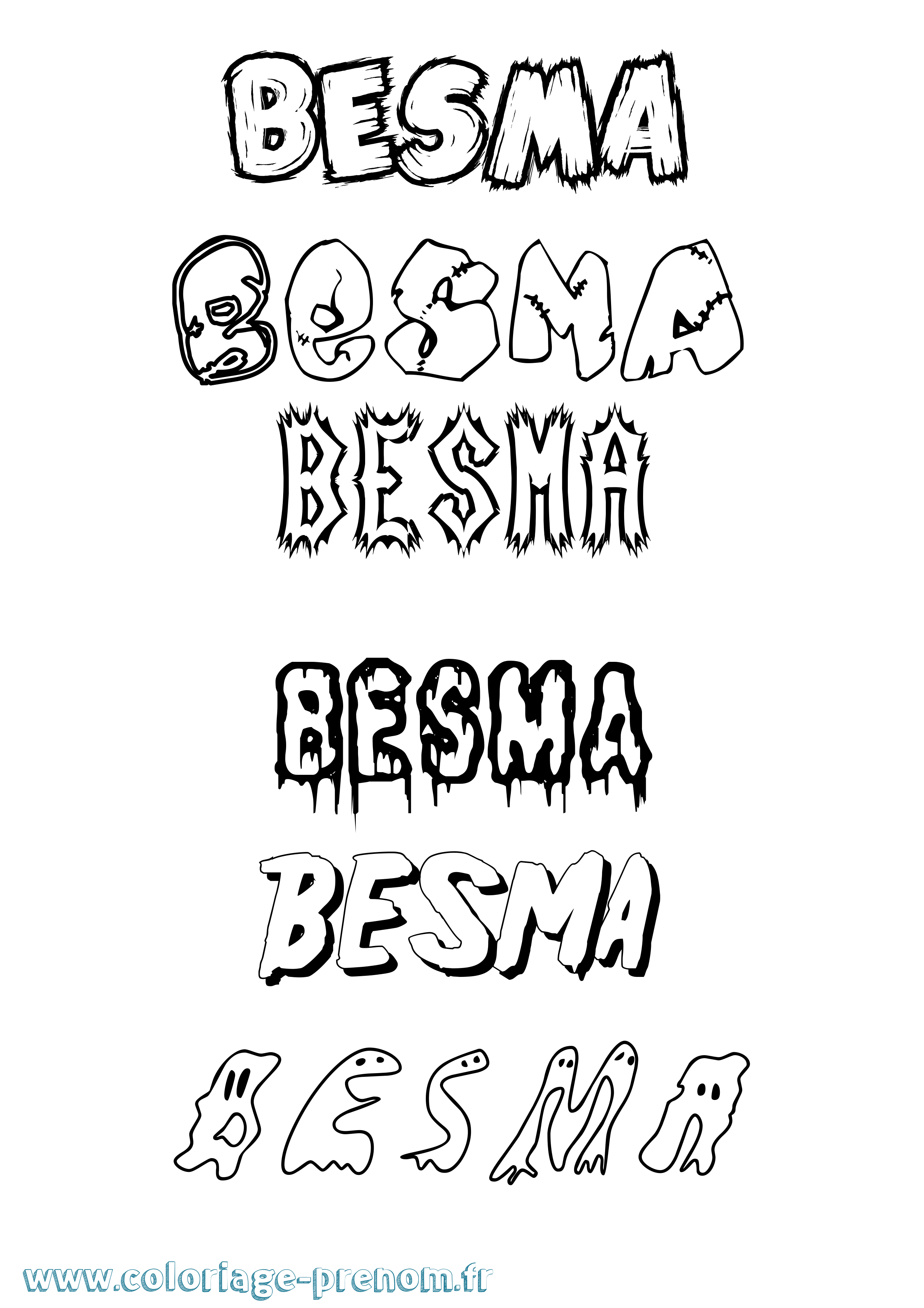 Coloriage Besma Frisson Coloriage prénom Besma Frisson