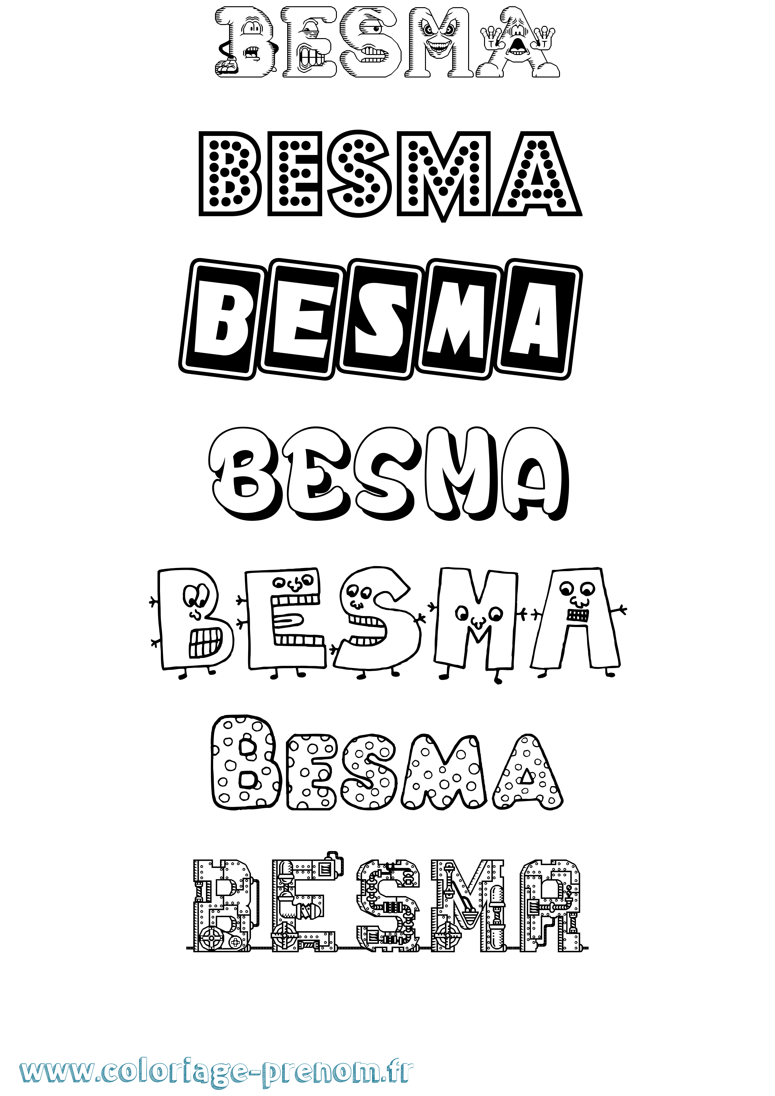 Coloriage Besma Fun Coloriage prénom Besma Fun