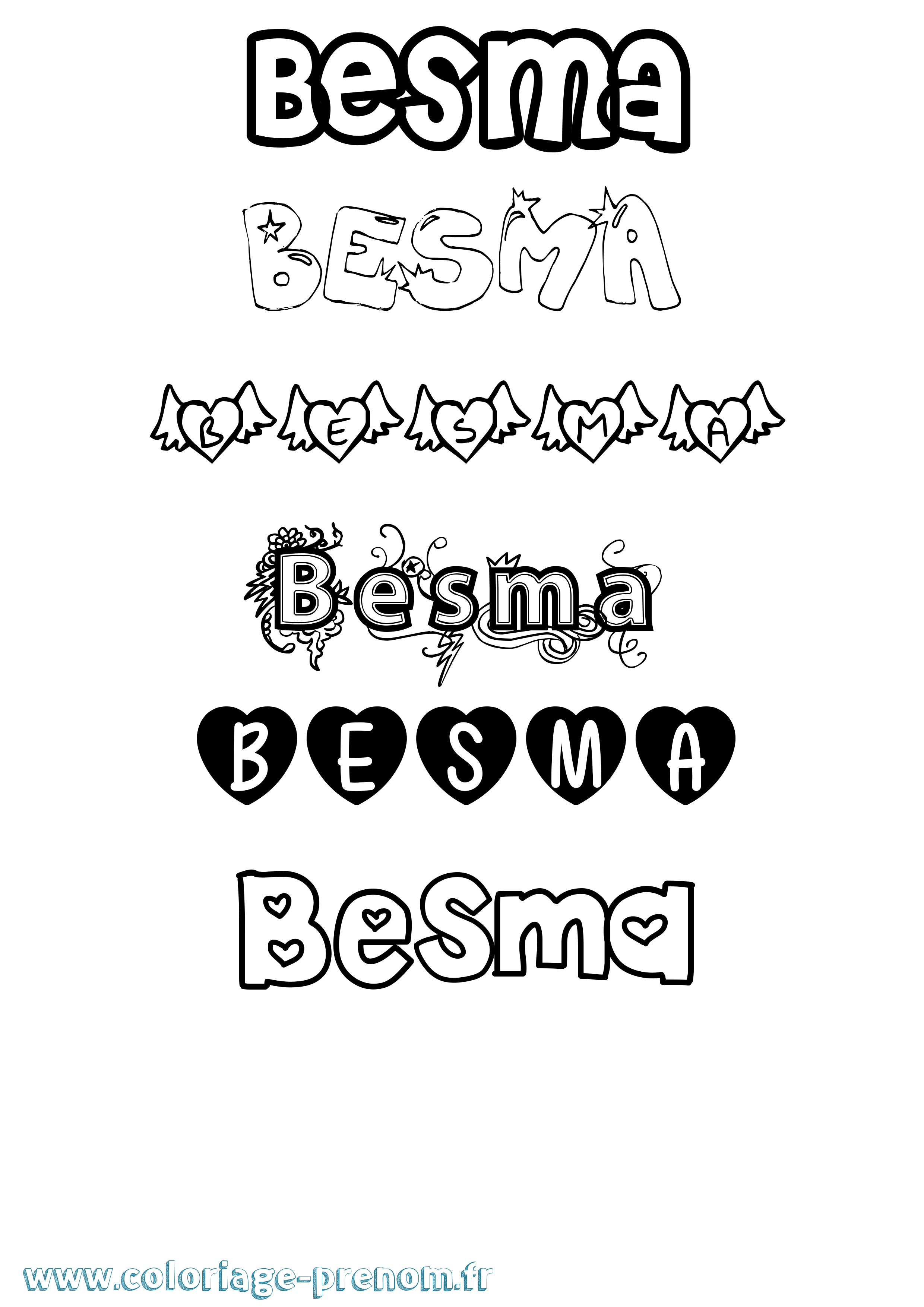 Coloriage Besma Girly Coloriage prénom Besma Girly