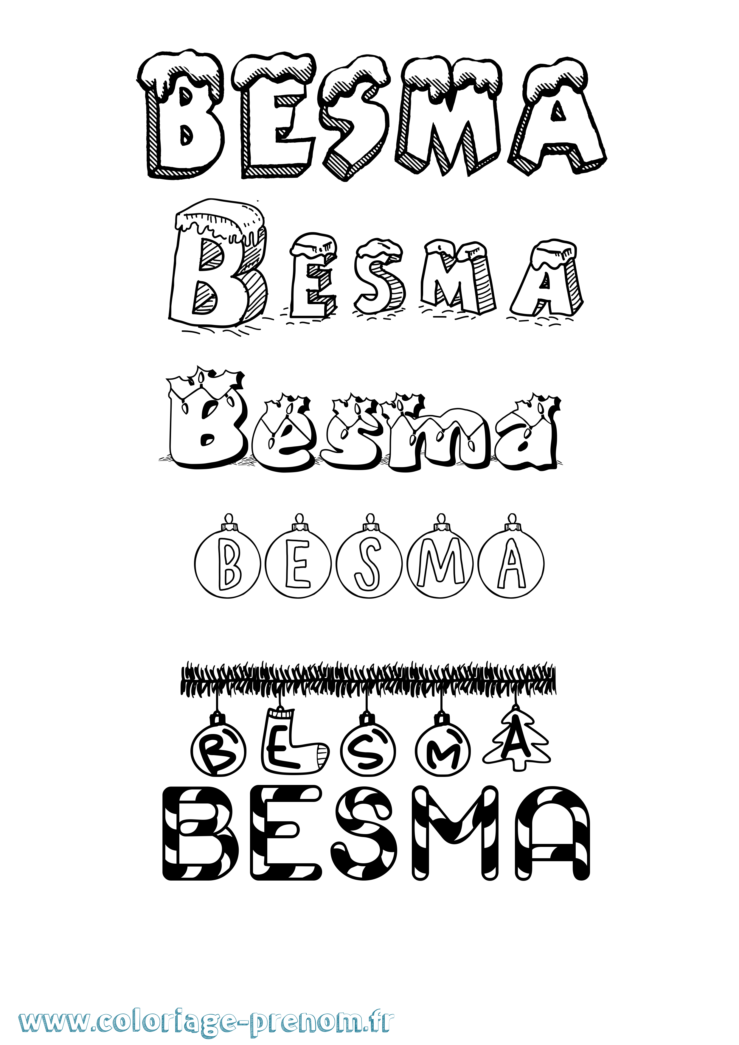 Coloriage Besma Noël Coloriage prénom Besma Noël
