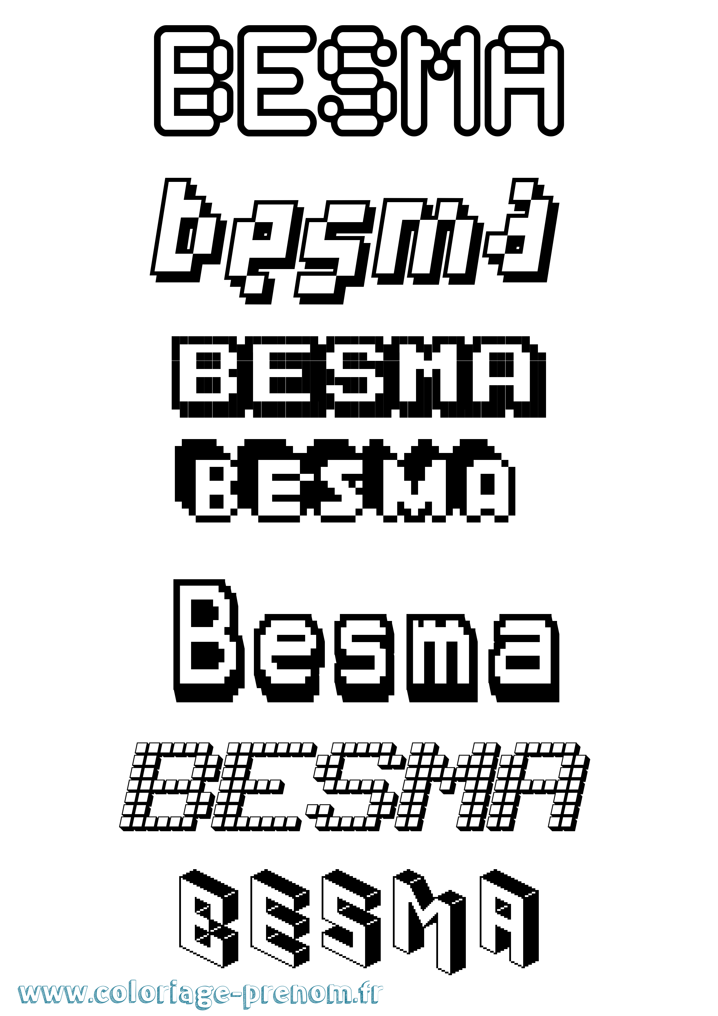 Coloriage Besma Pixel Coloriage prénom Besma Pixel