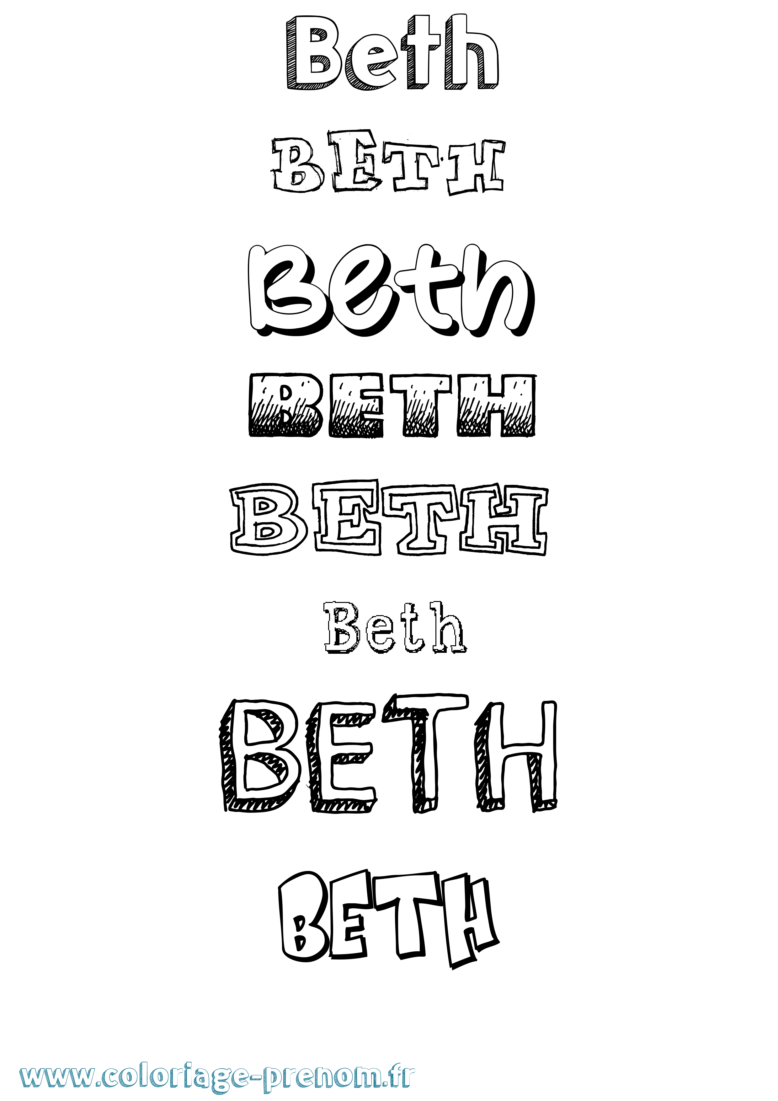 Coloriage Beth Dessiné Coloriage prénom Beth Dessiné