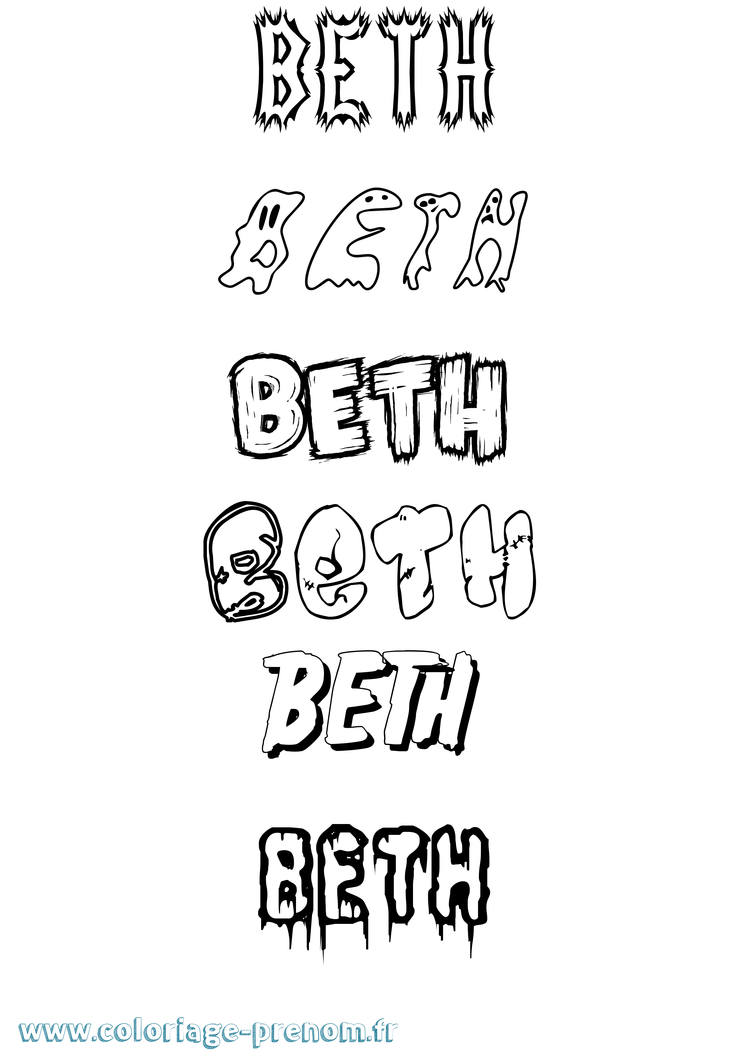Coloriage Beth Frisson Coloriage prénom Beth Frisson