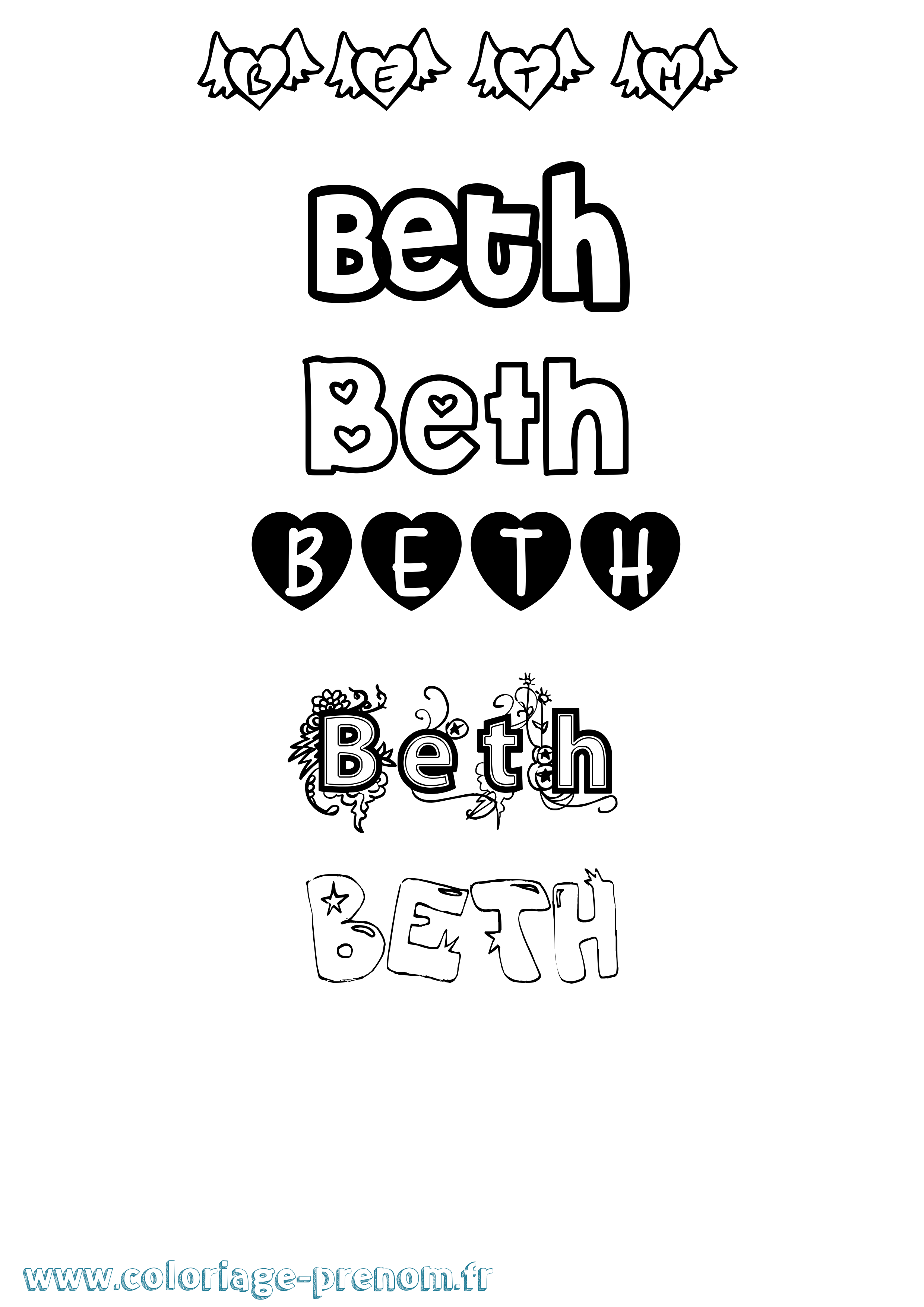 Coloriage Beth Girly Coloriage prénom Beth Girly