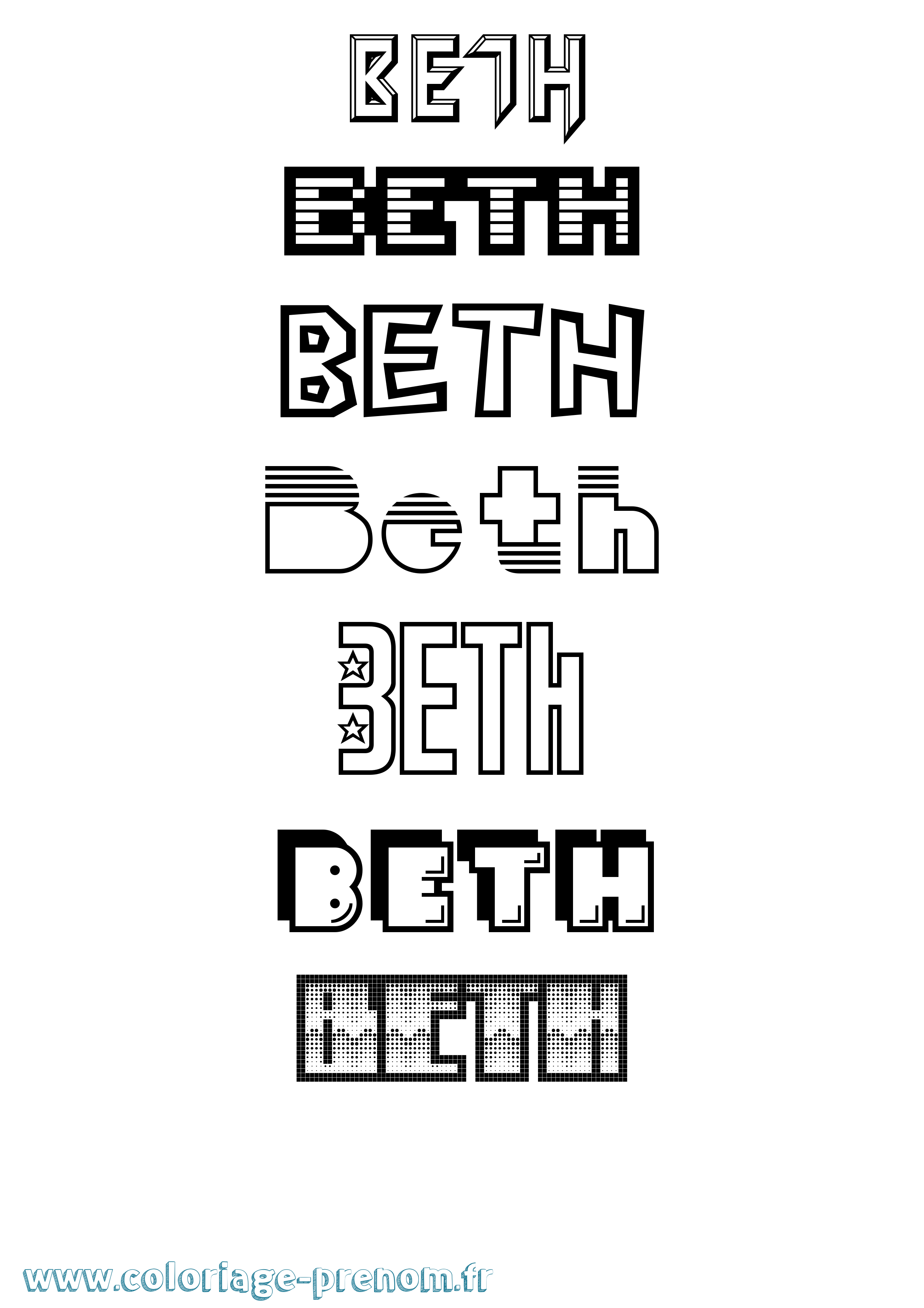 Coloriage Beth Jeux Vidéos Coloriage prénom Beth Jeux Vidéos
