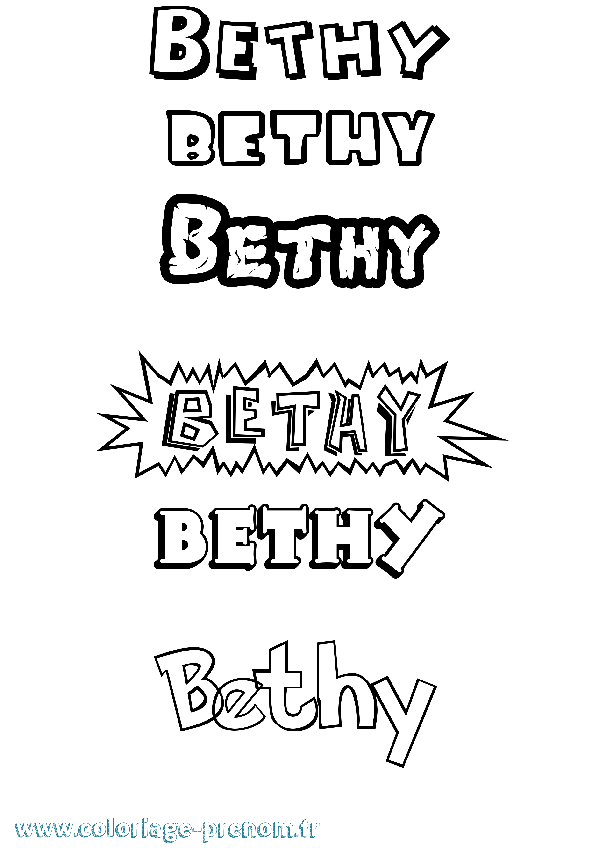 Coloriage Bethy Dessin Animé Coloriage prénom Bethy Dessin Animé