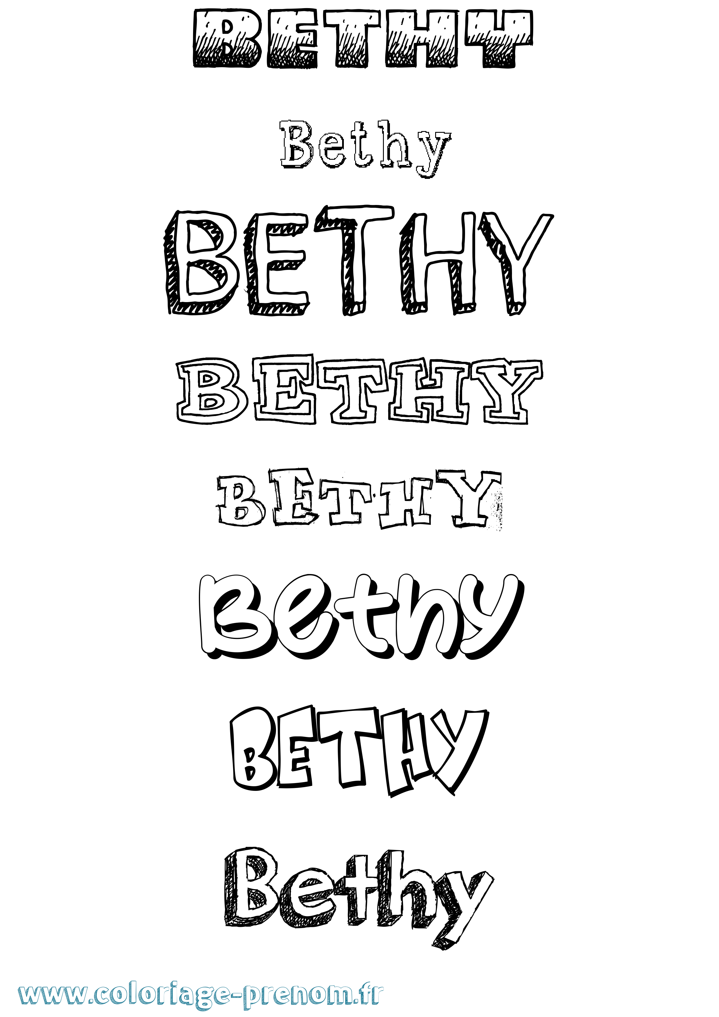 Coloriage Bethy Dessiné Coloriage prénom Bethy Dessiné