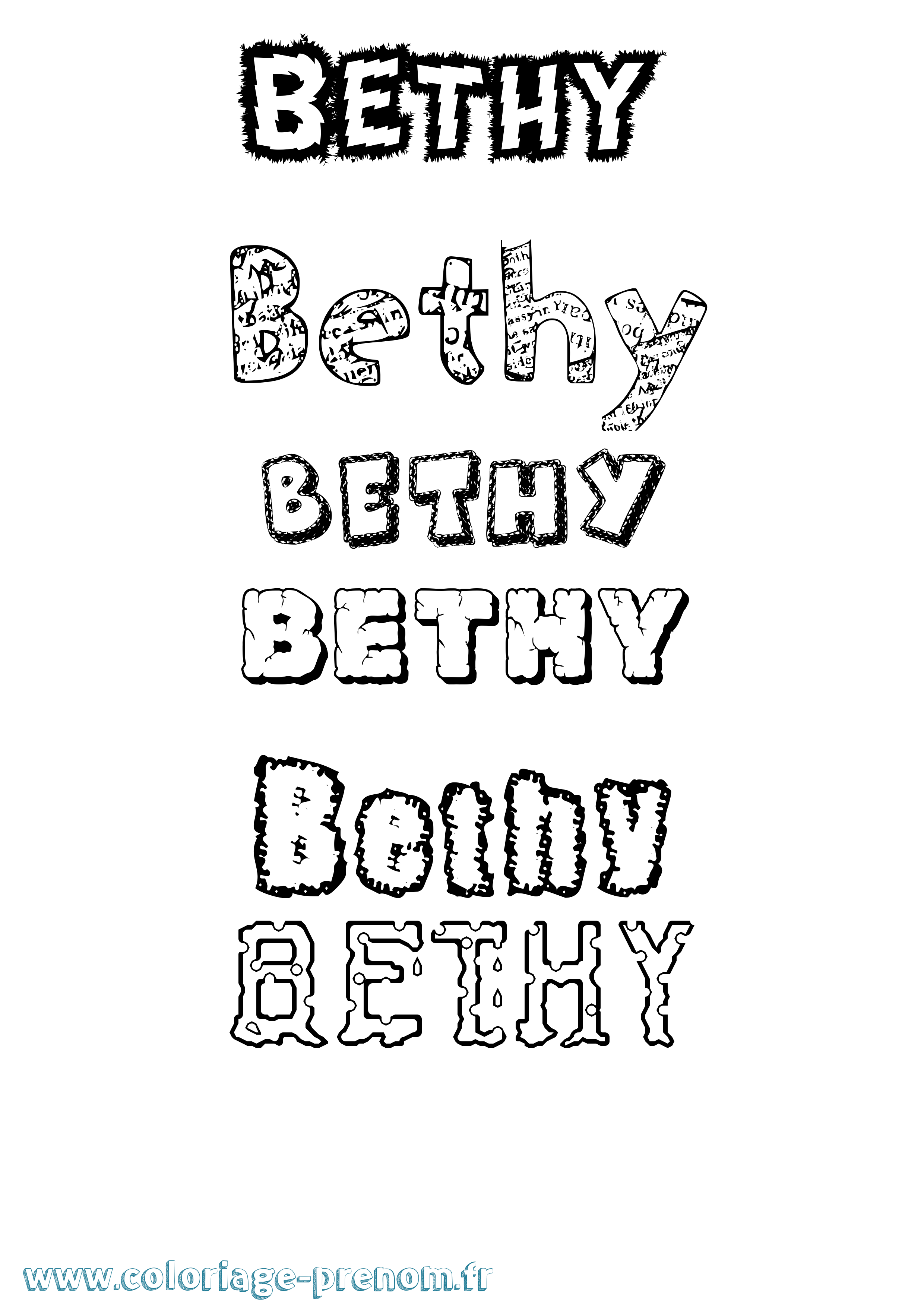 Coloriage Bethy Destructuré Coloriage prénom Bethy Destructuré