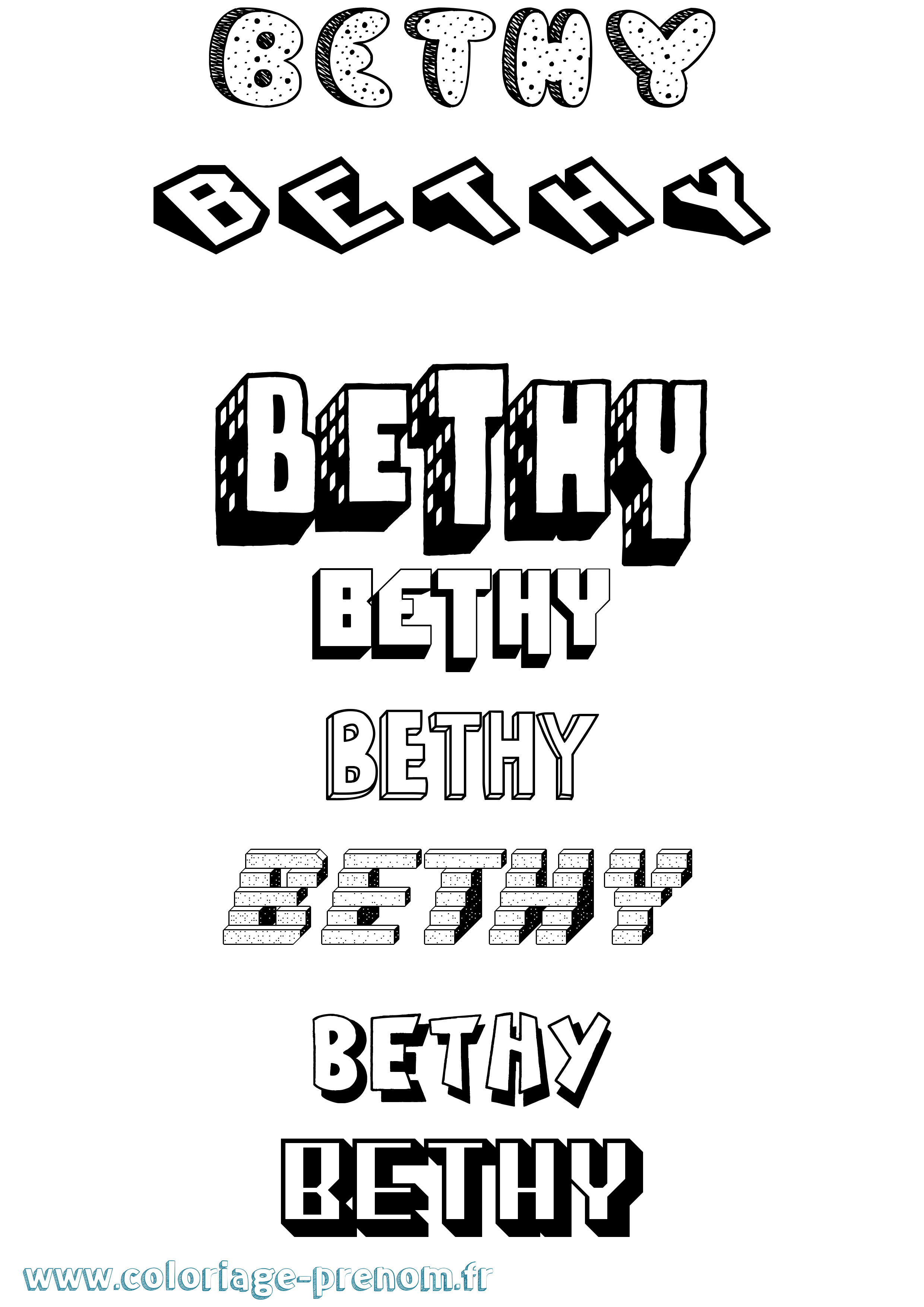 Coloriage Bethy Effet 3D Coloriage prénom Bethy Effet 3D