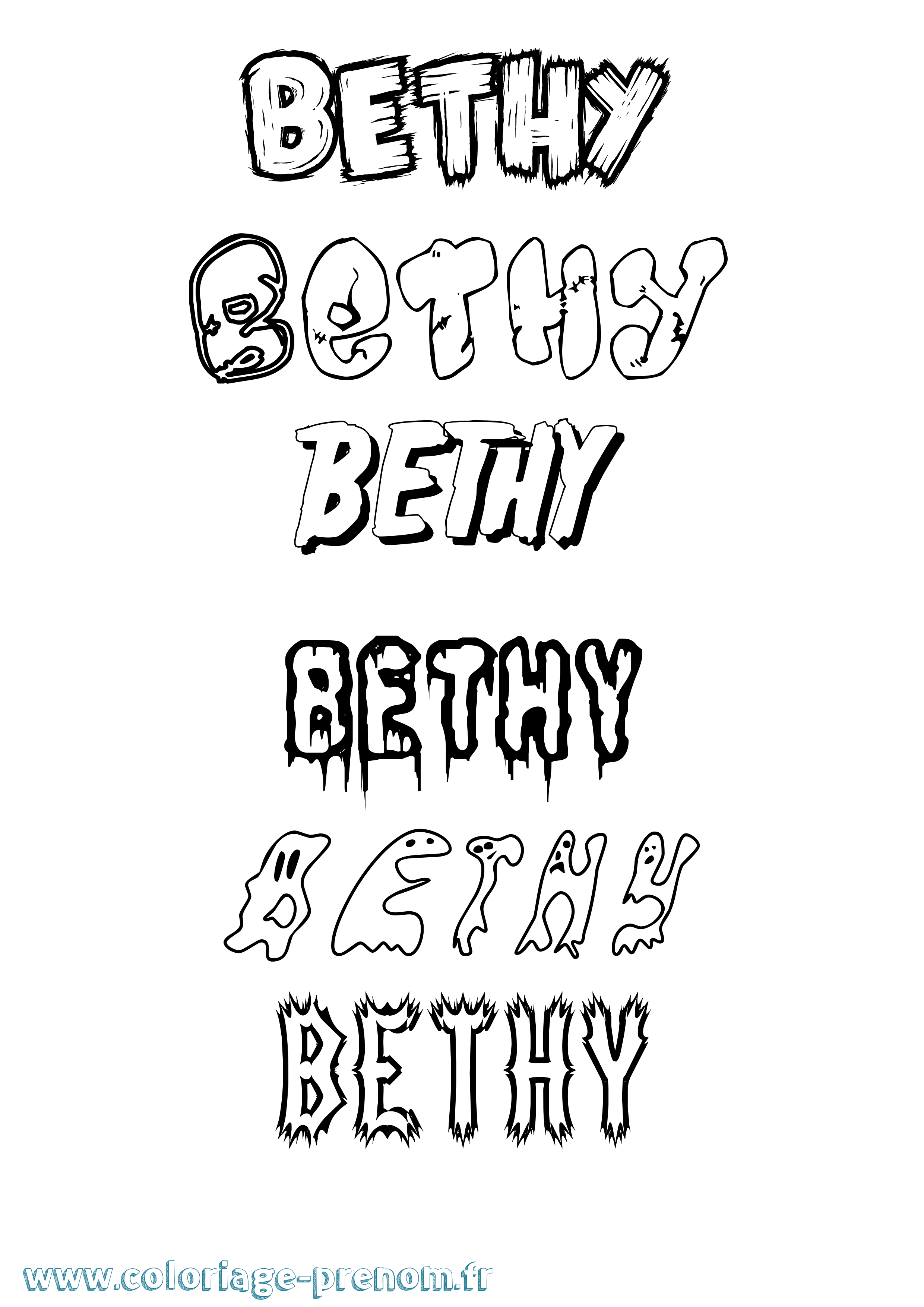 Coloriage Bethy Frisson Coloriage prénom Bethy Frisson