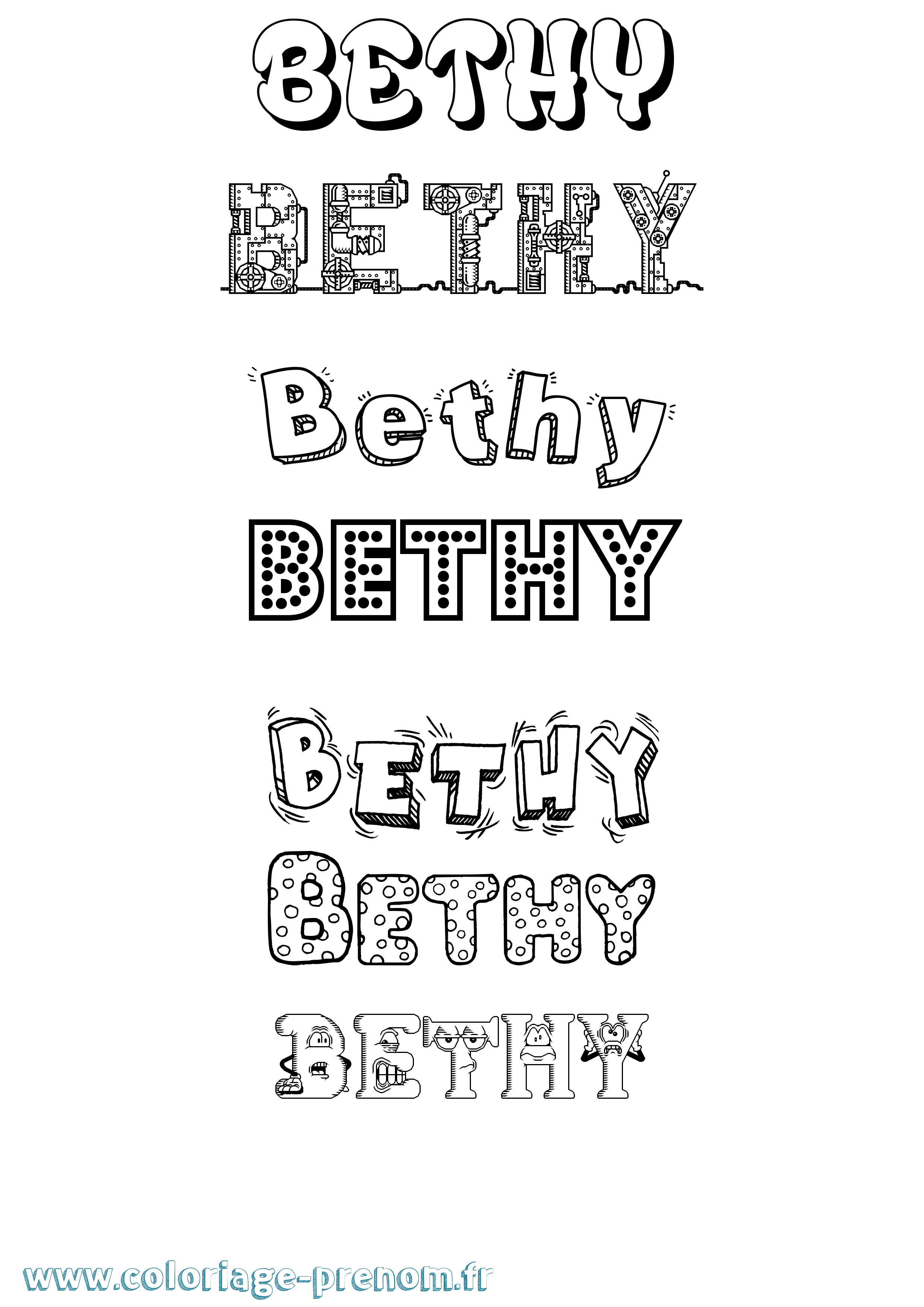 Coloriage Bethy Fun Coloriage prénom Bethy Fun
