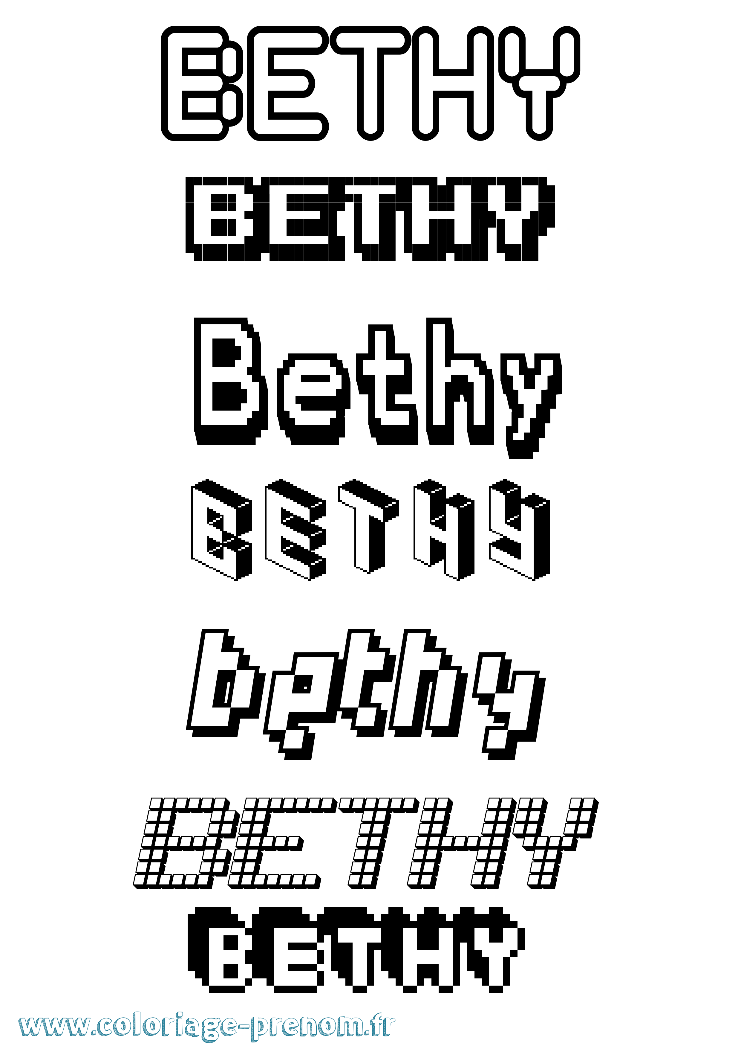 Coloriage Bethy Pixel Coloriage prénom Bethy Pixel