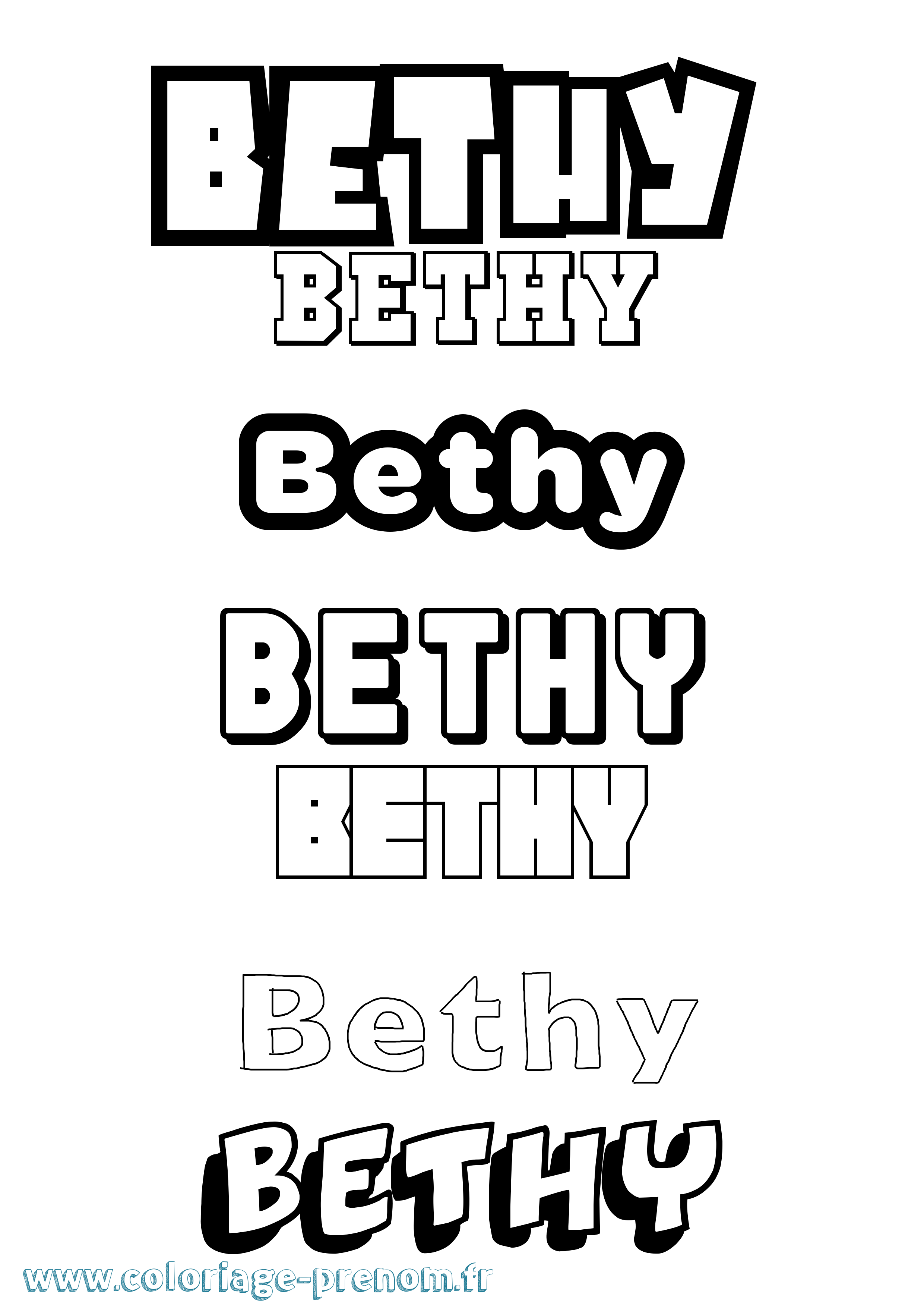 Coloriage Bethy Simple Coloriage prénom Bethy Simple