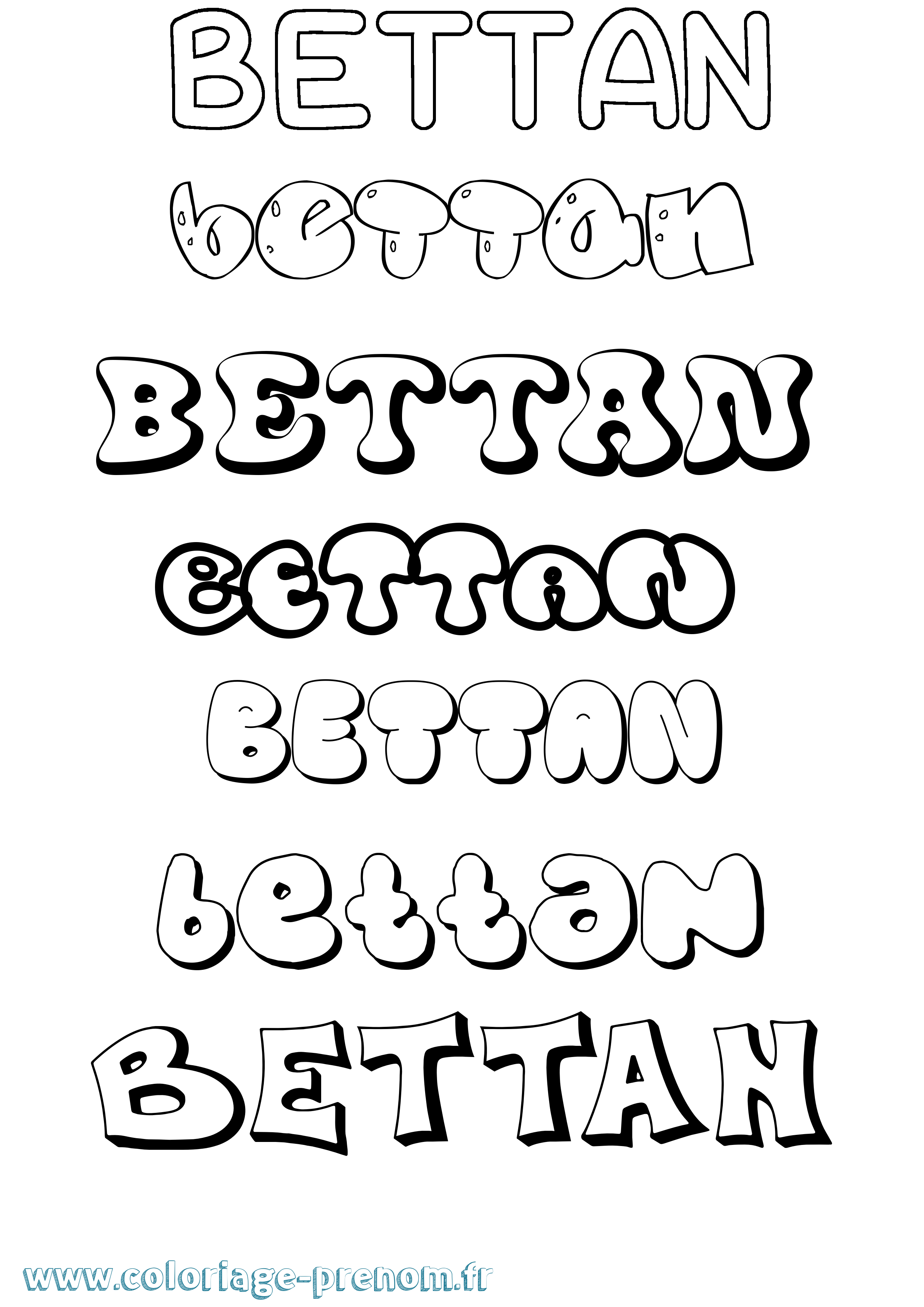 Coloriage Bettan Bubble Coloriage prénom Bettan Bubble