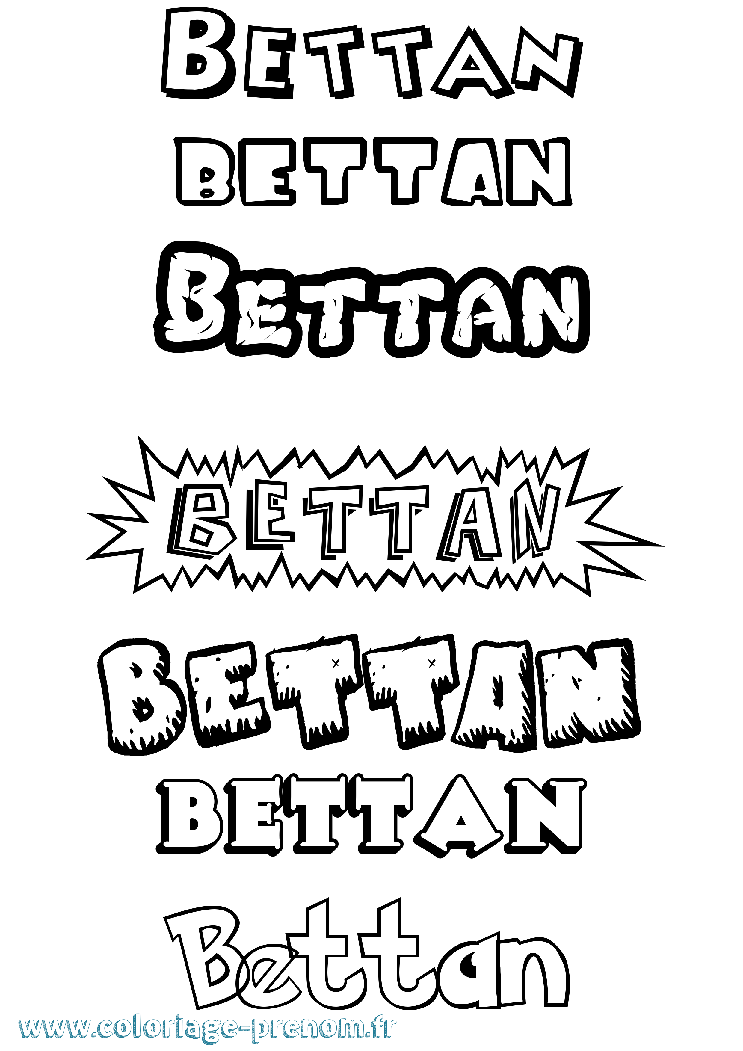 Coloriage Bettan Dessin Animé Coloriage prénom Bettan Dessin Animé