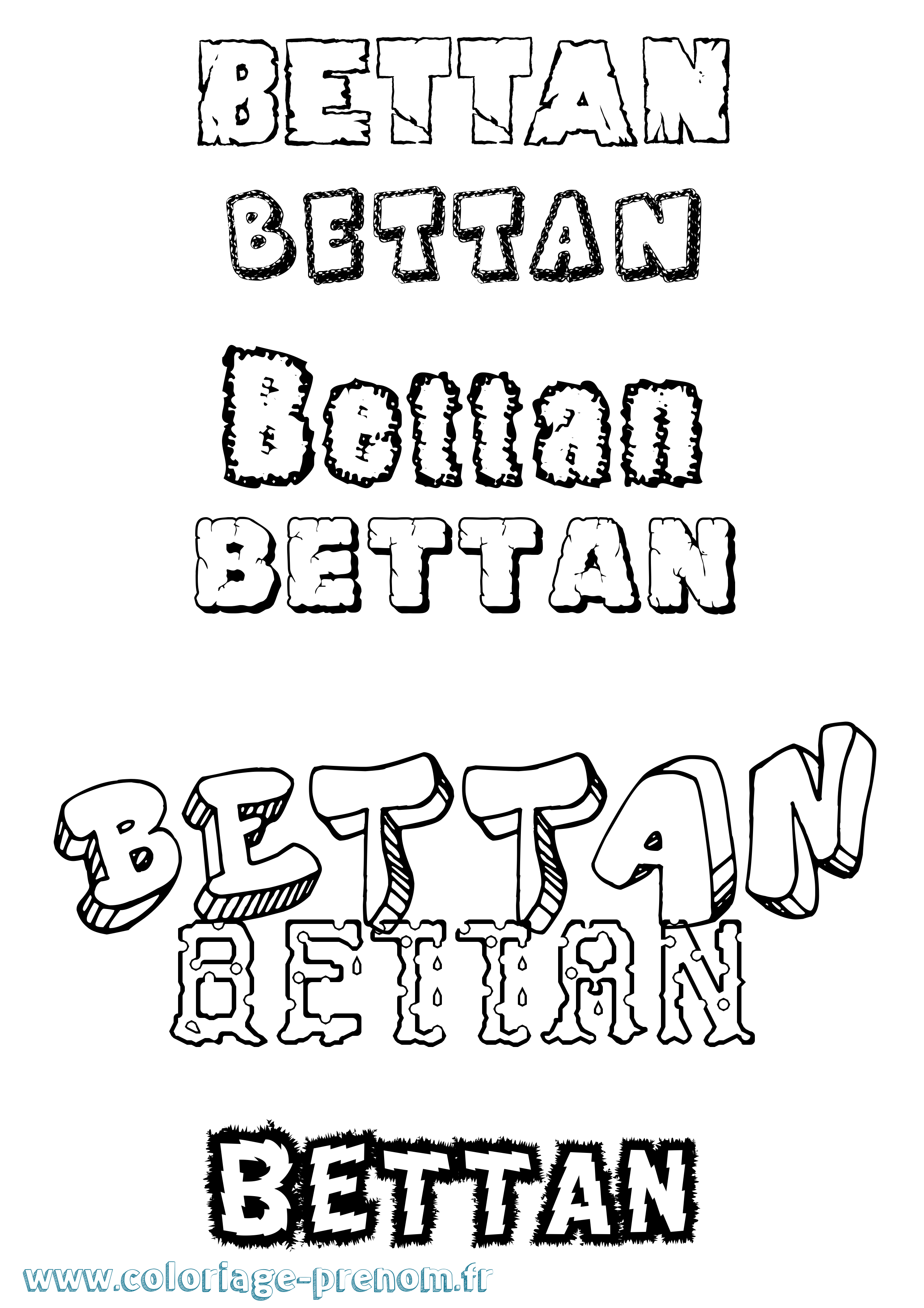 Coloriage Bettan Destructuré Coloriage prénom Bettan Destructuré