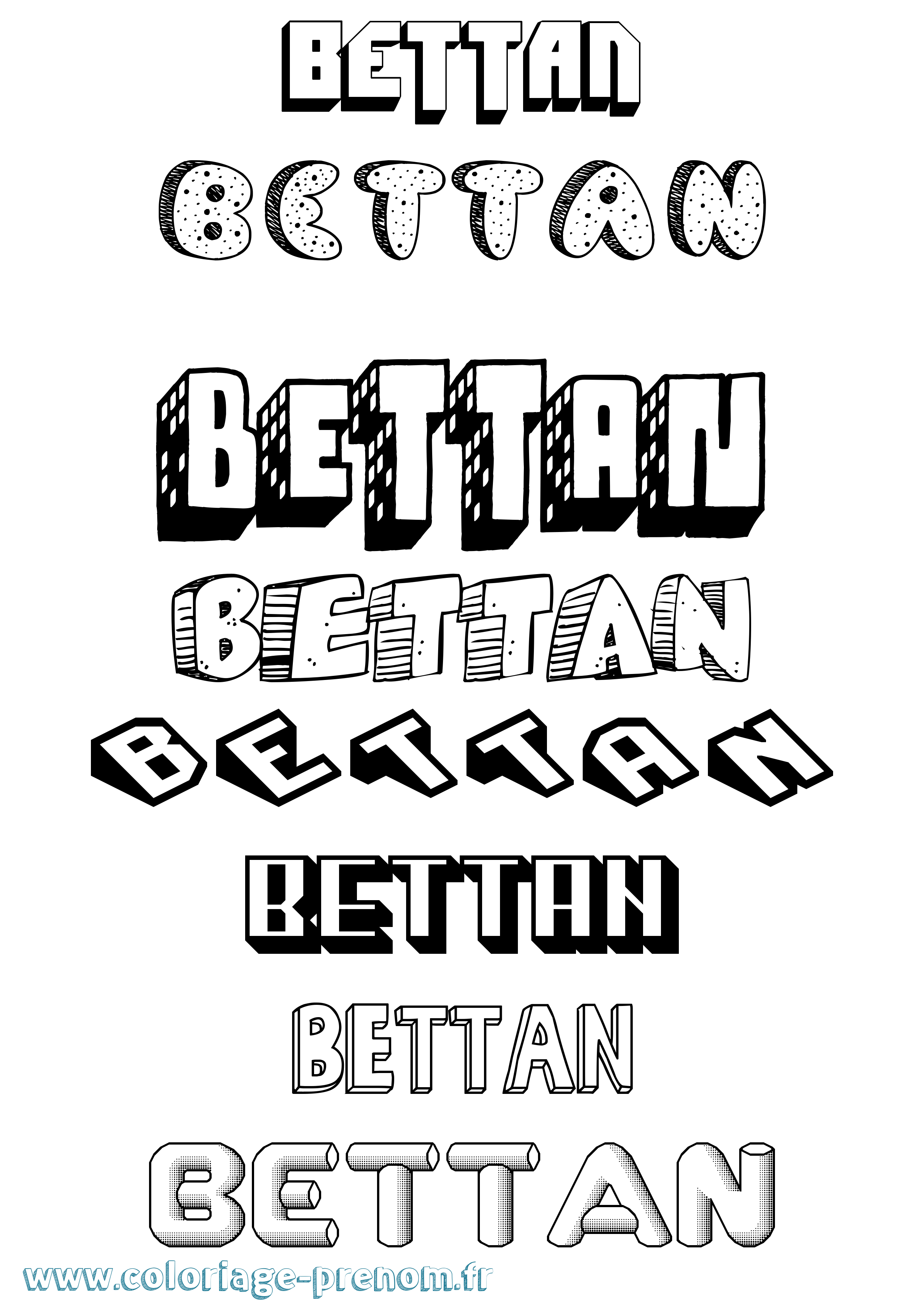 Coloriage Bettan Effet 3D Coloriage prénom Bettan Effet 3D