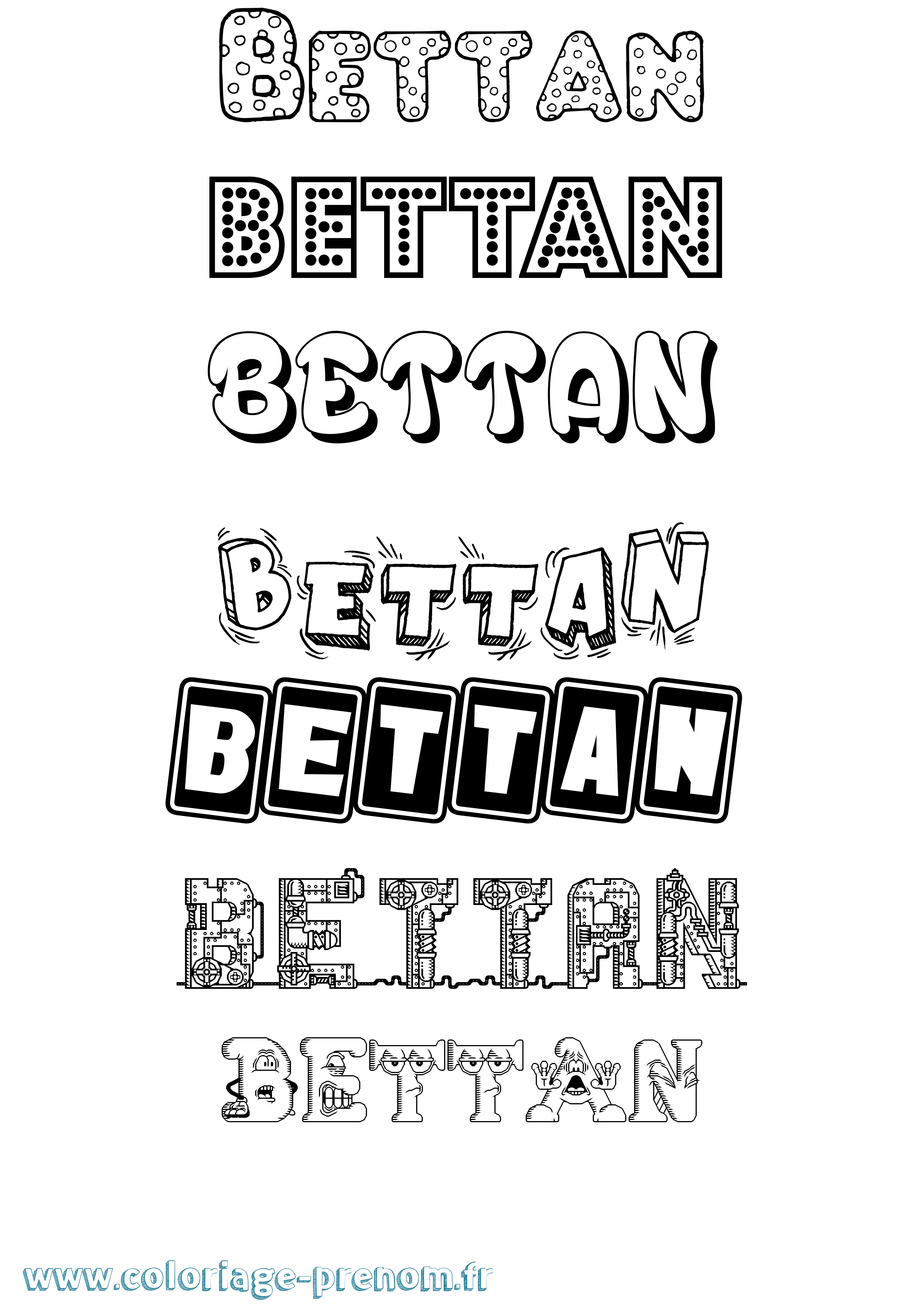 Coloriage Bettan Fun Coloriage prénom Bettan Fun