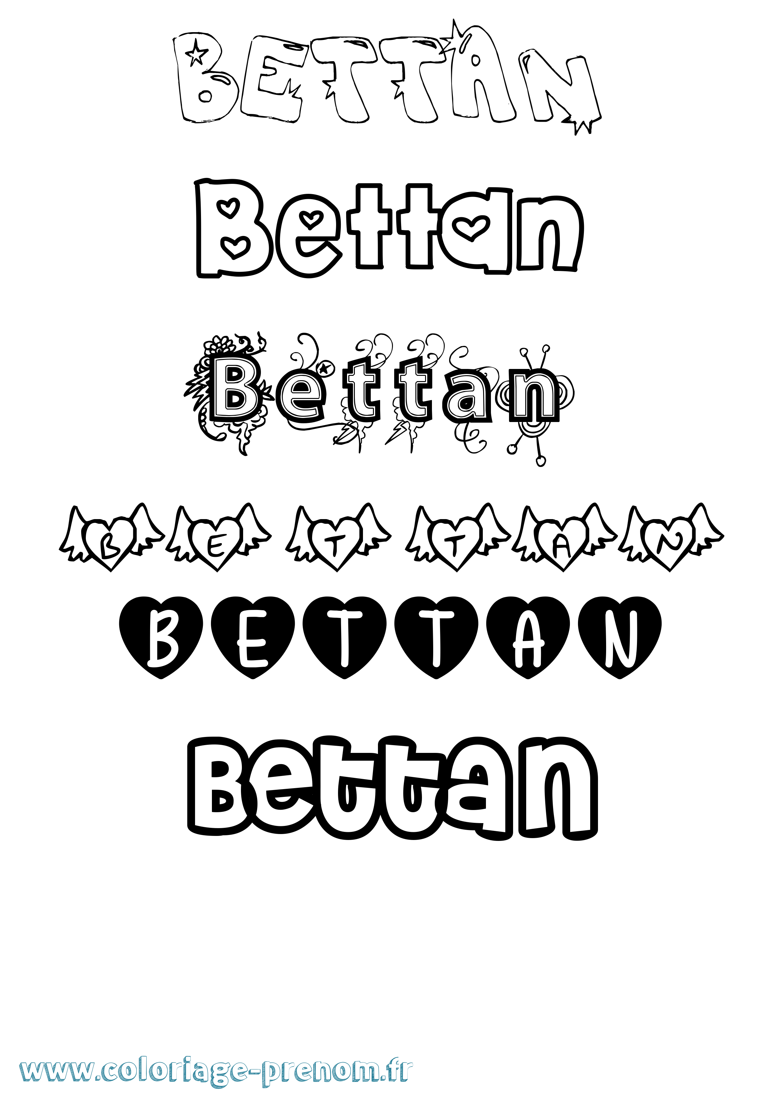 Coloriage Bettan Girly Coloriage prénom Bettan Girly