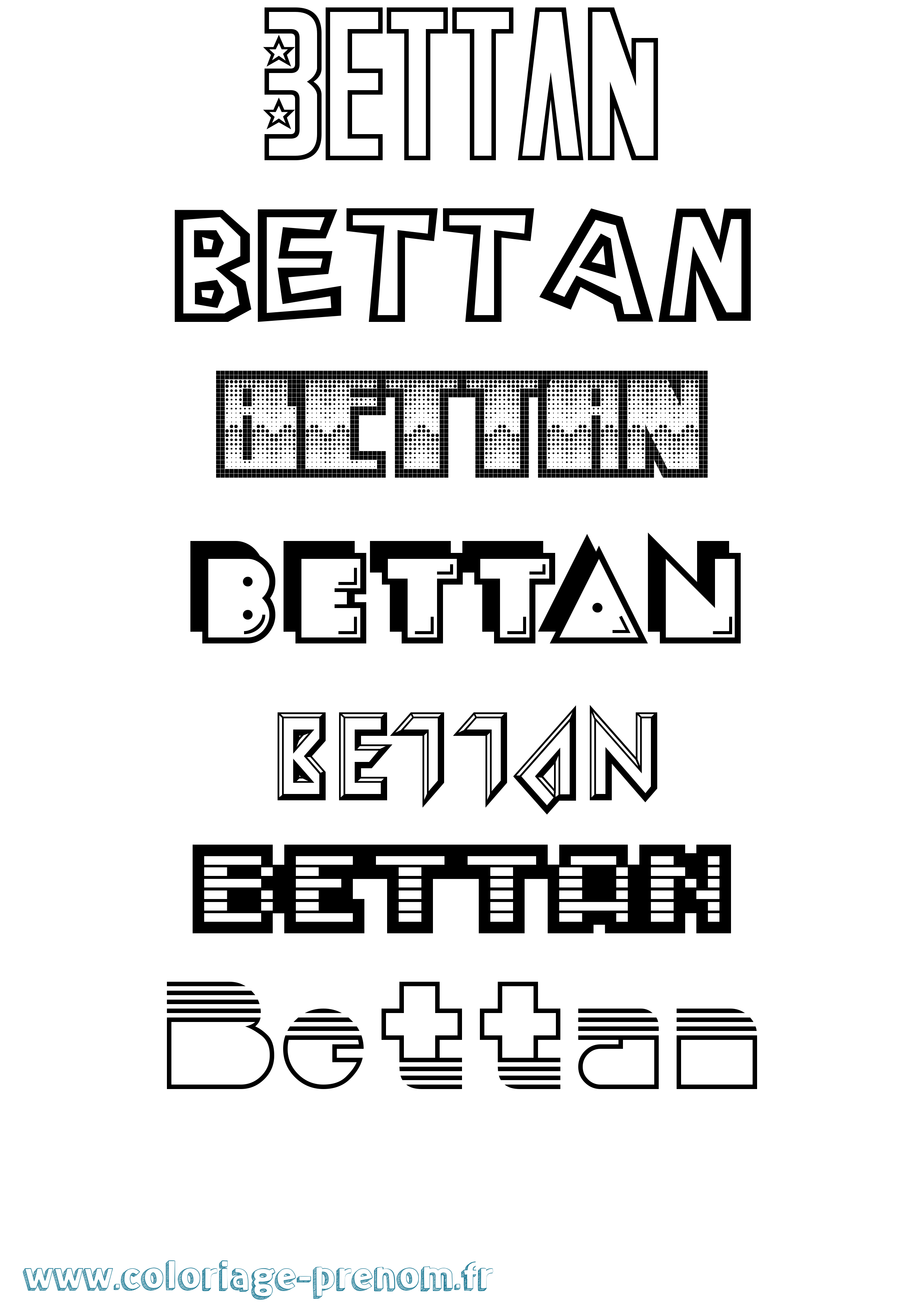 Coloriage Bettan Jeux Vidéos Coloriage prénom Bettan Jeux Vidéos