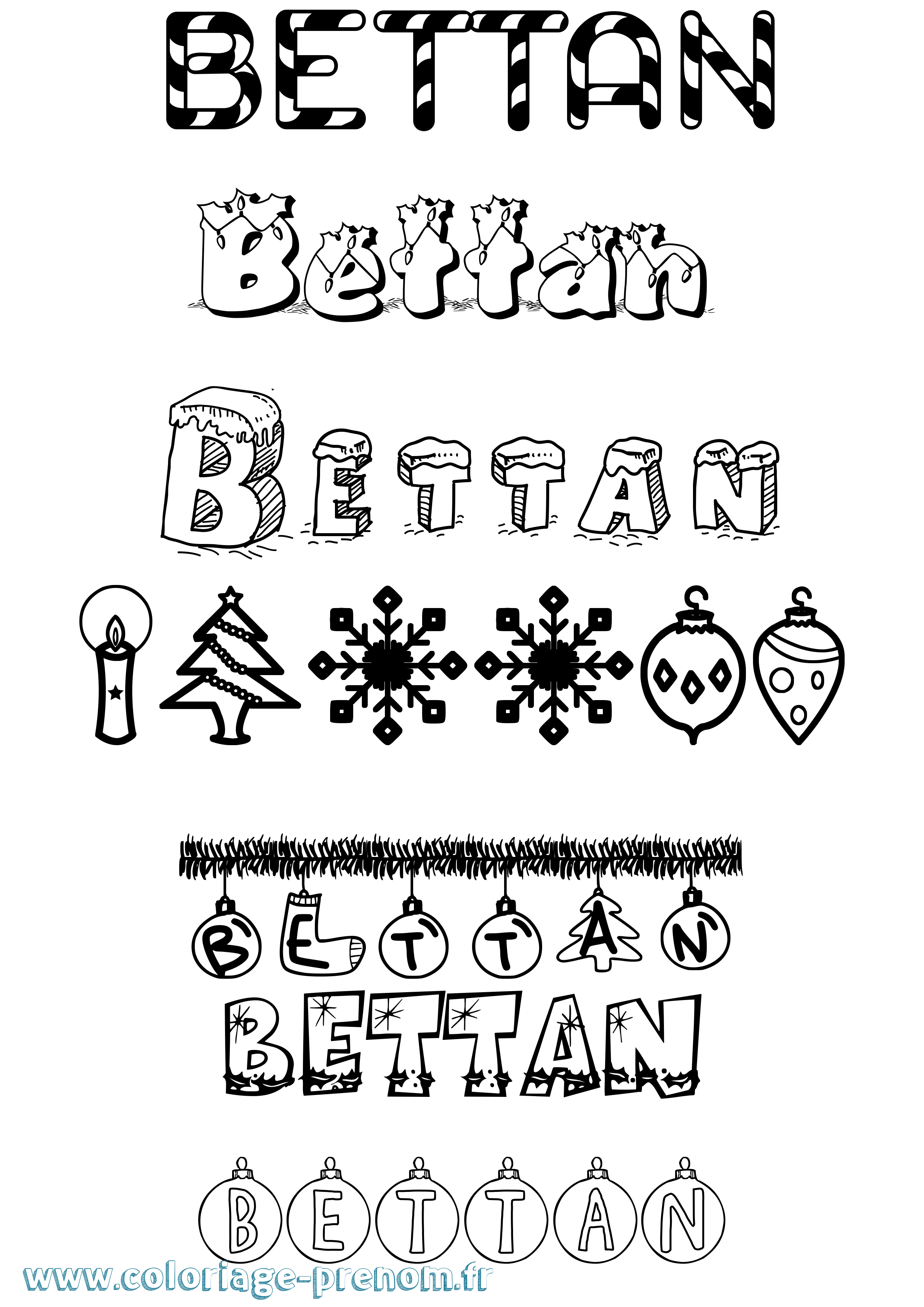 Coloriage Bettan Noël Coloriage prénom Bettan Noël