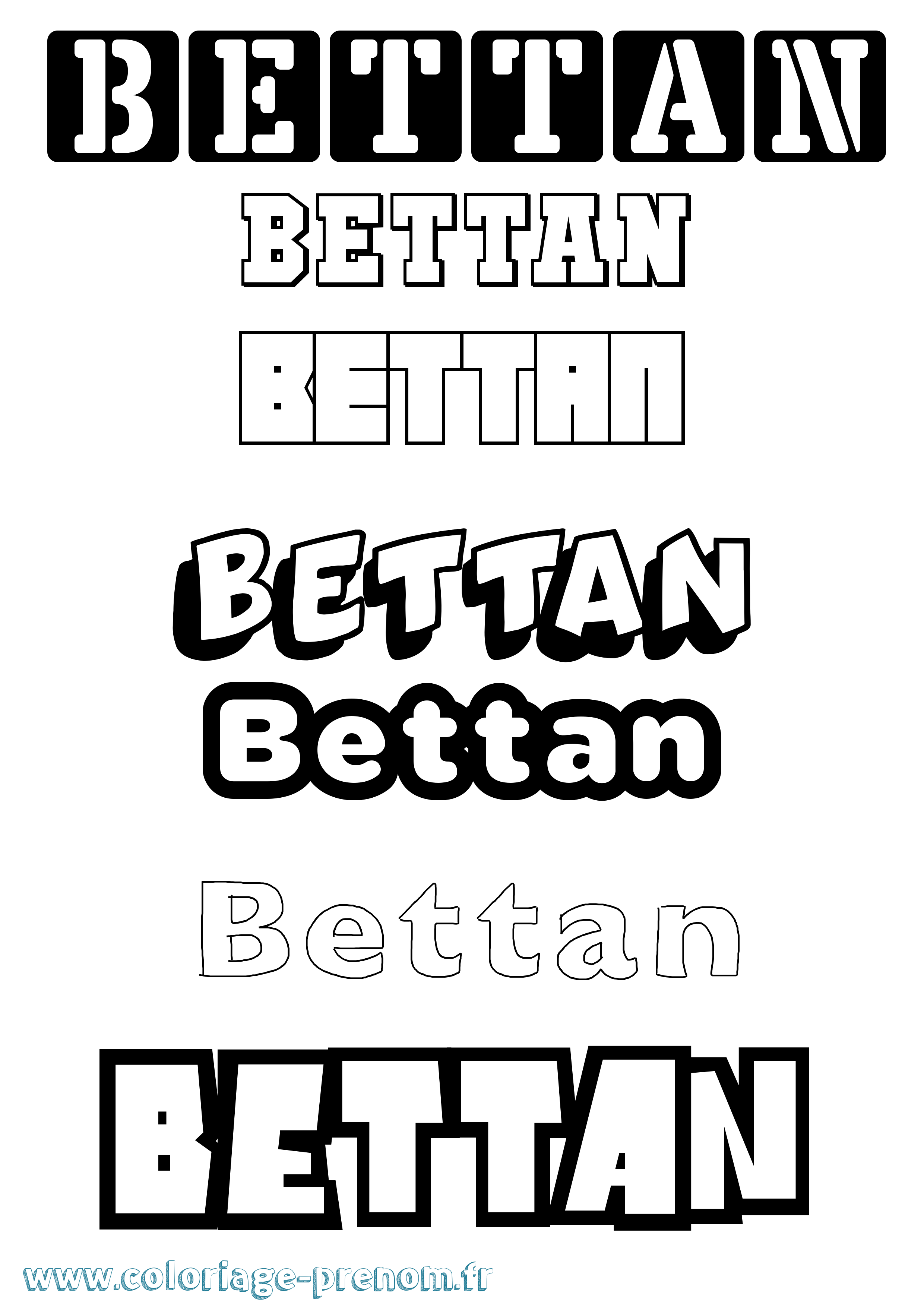 Coloriage Bettan Simple Coloriage prénom Bettan Simple