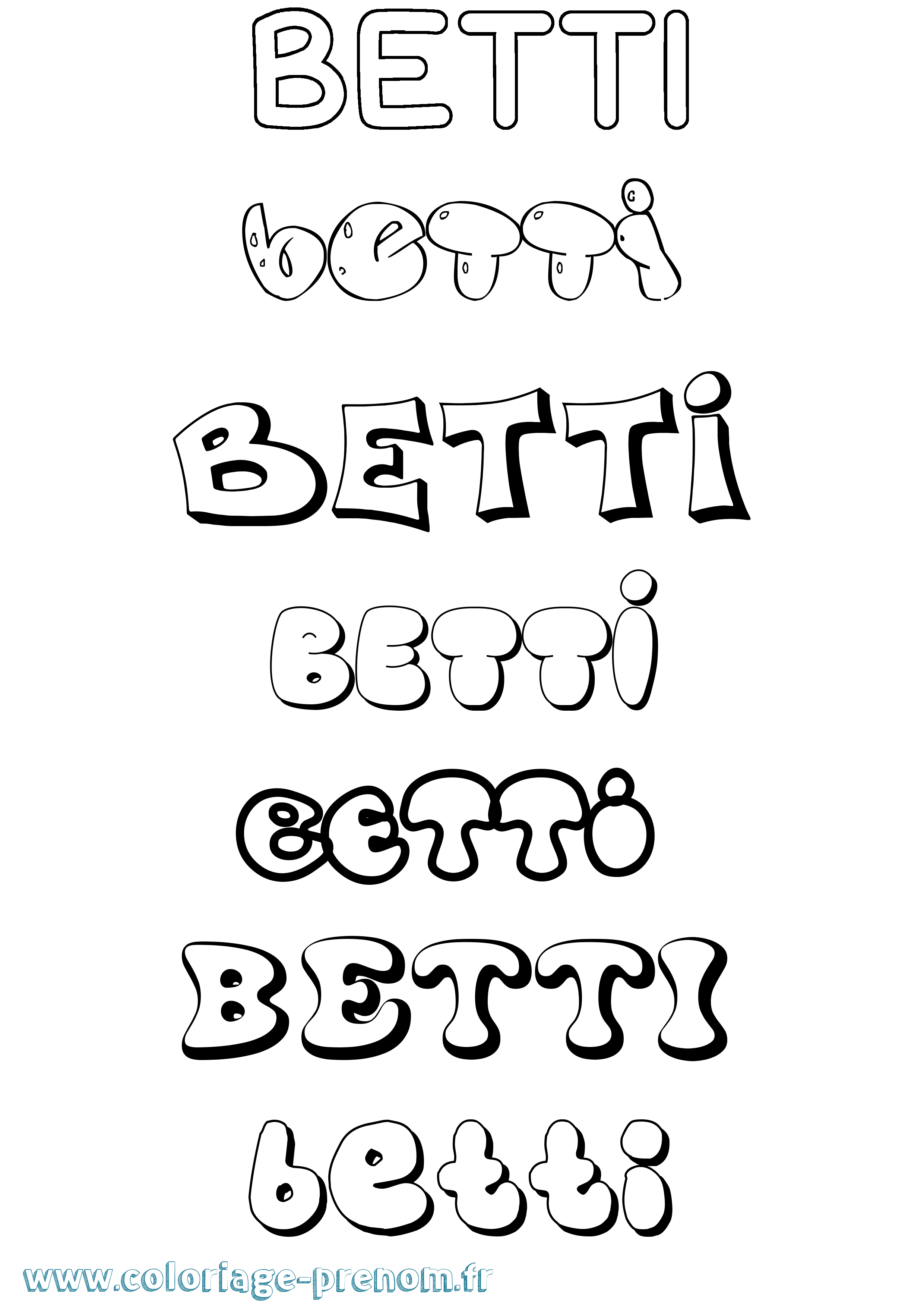 Coloriage Betti Bubble Coloriage prénom Betti Bubble
