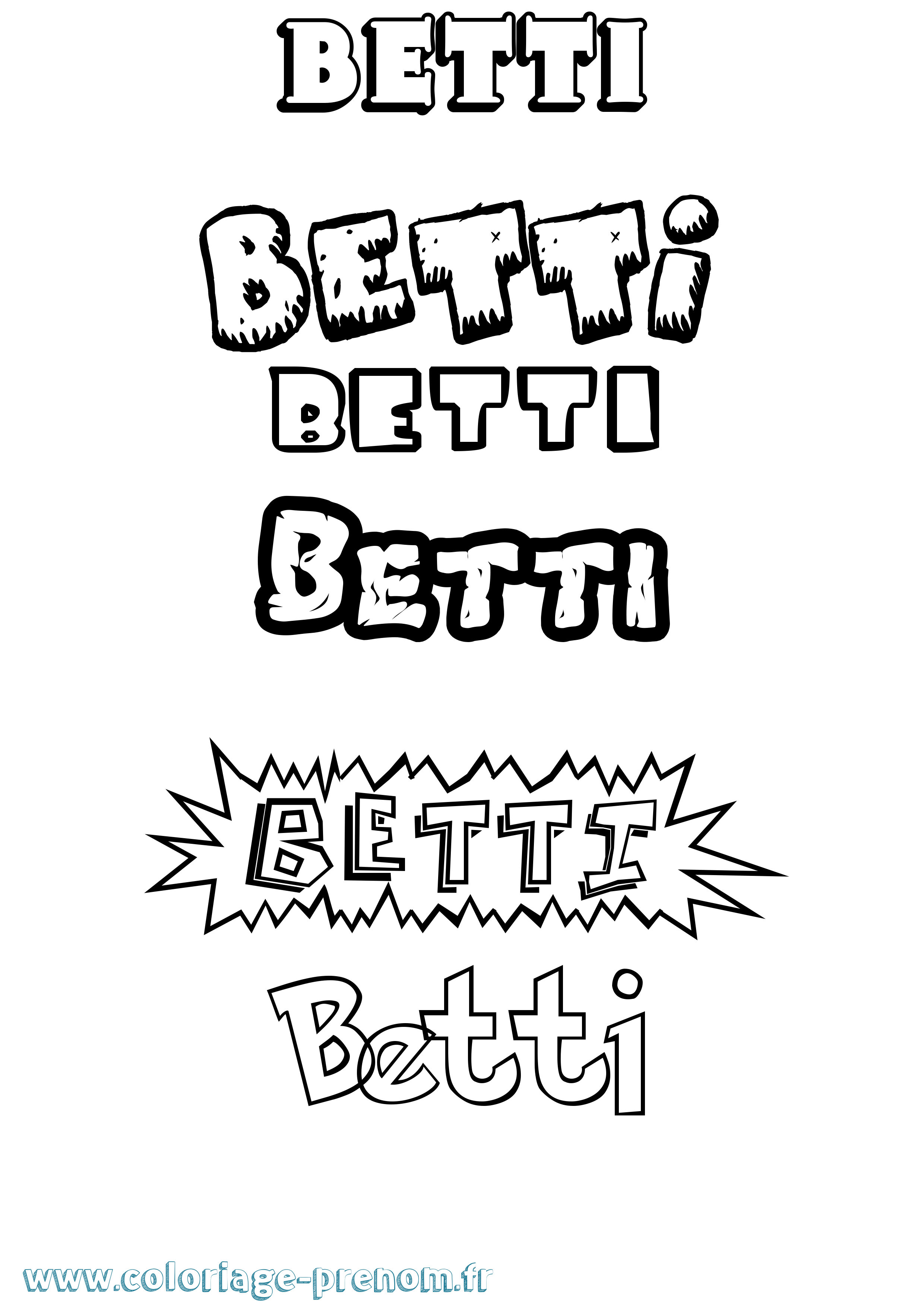 Coloriage Betti Dessin Animé Coloriage prénom Betti Dessin Animé
