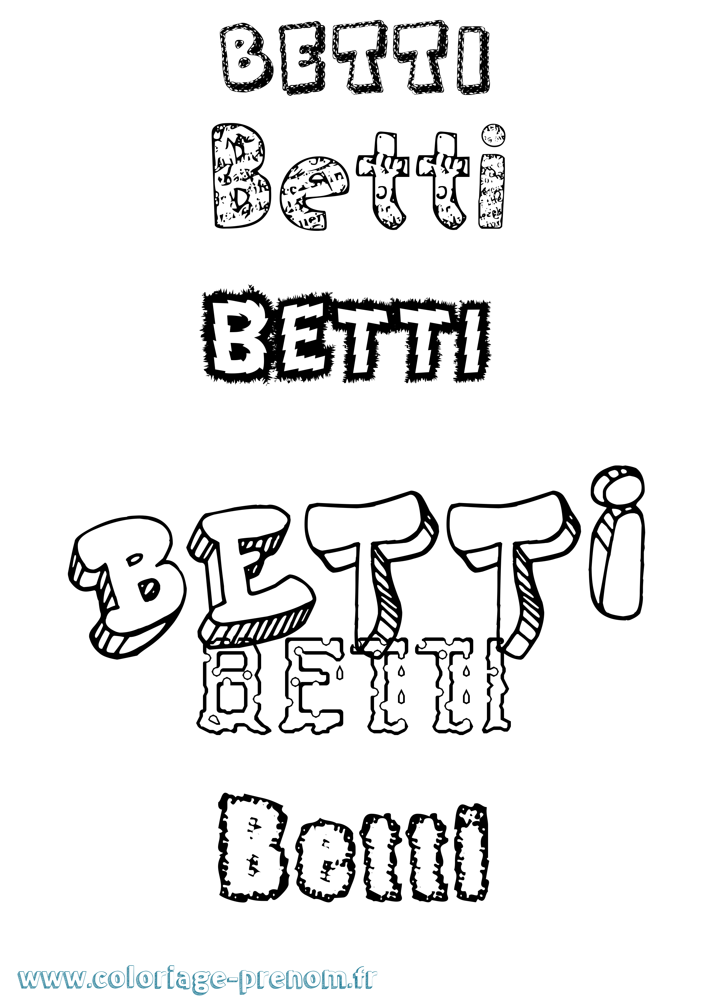 Coloriage Betti Destructuré Coloriage prénom Betti Destructuré