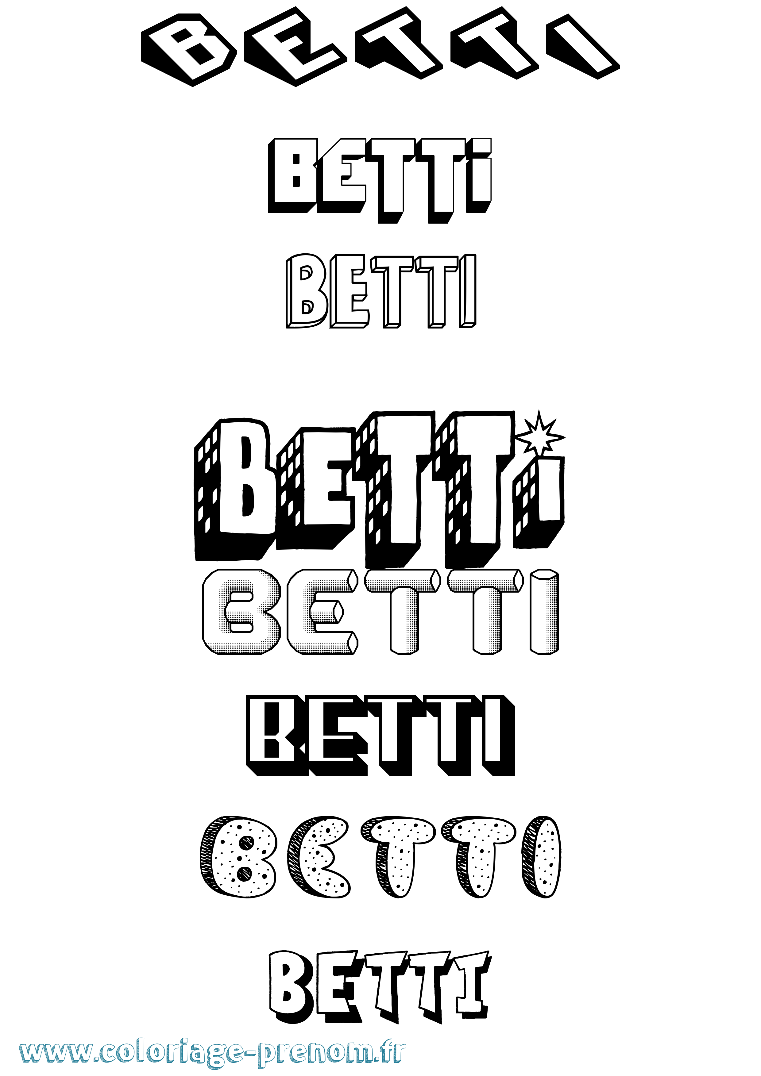 Coloriage Betti Effet 3D Coloriage prénom Betti Effet 3D