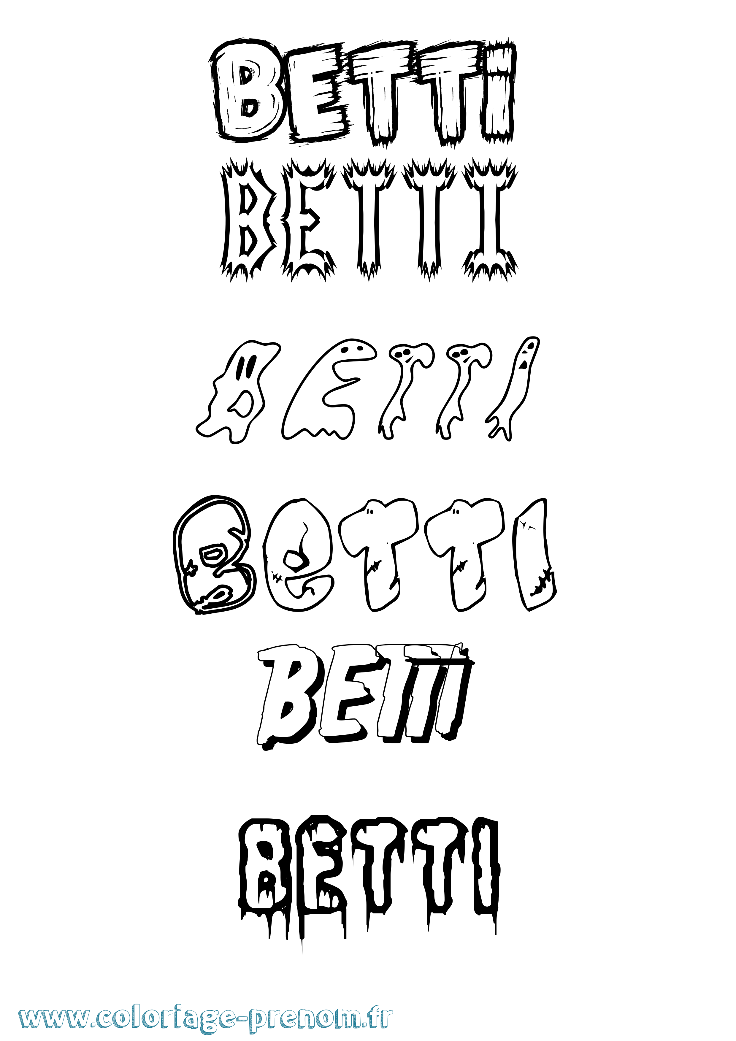 Coloriage Betti Frisson Coloriage prénom Betti Frisson