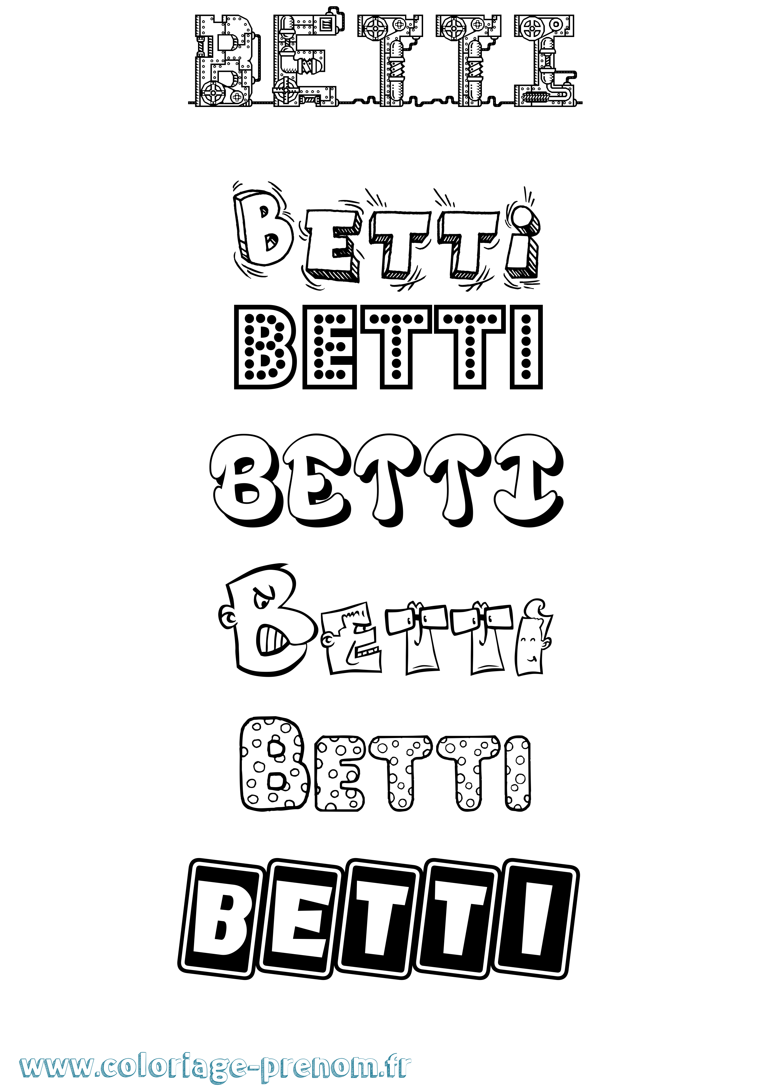Coloriage Betti Fun Coloriage prénom Betti Fun
