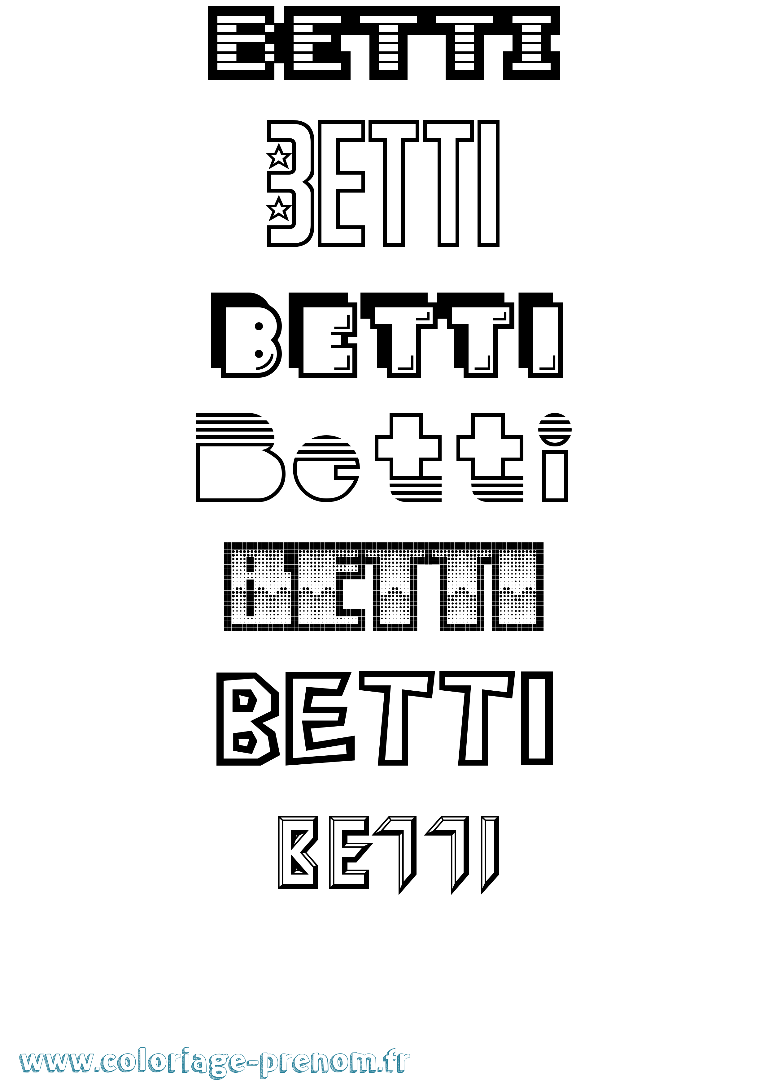 Coloriage Betti Jeux Vidéos Coloriage prénom Betti Jeux Vidéos